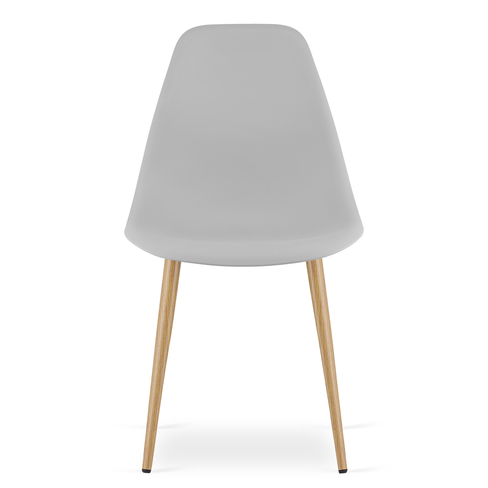 Komplektas Todi 80 Cm Apvalus Stalas - Baltas + 4 Kėdės Wat Pilka / Natūralios Kojos