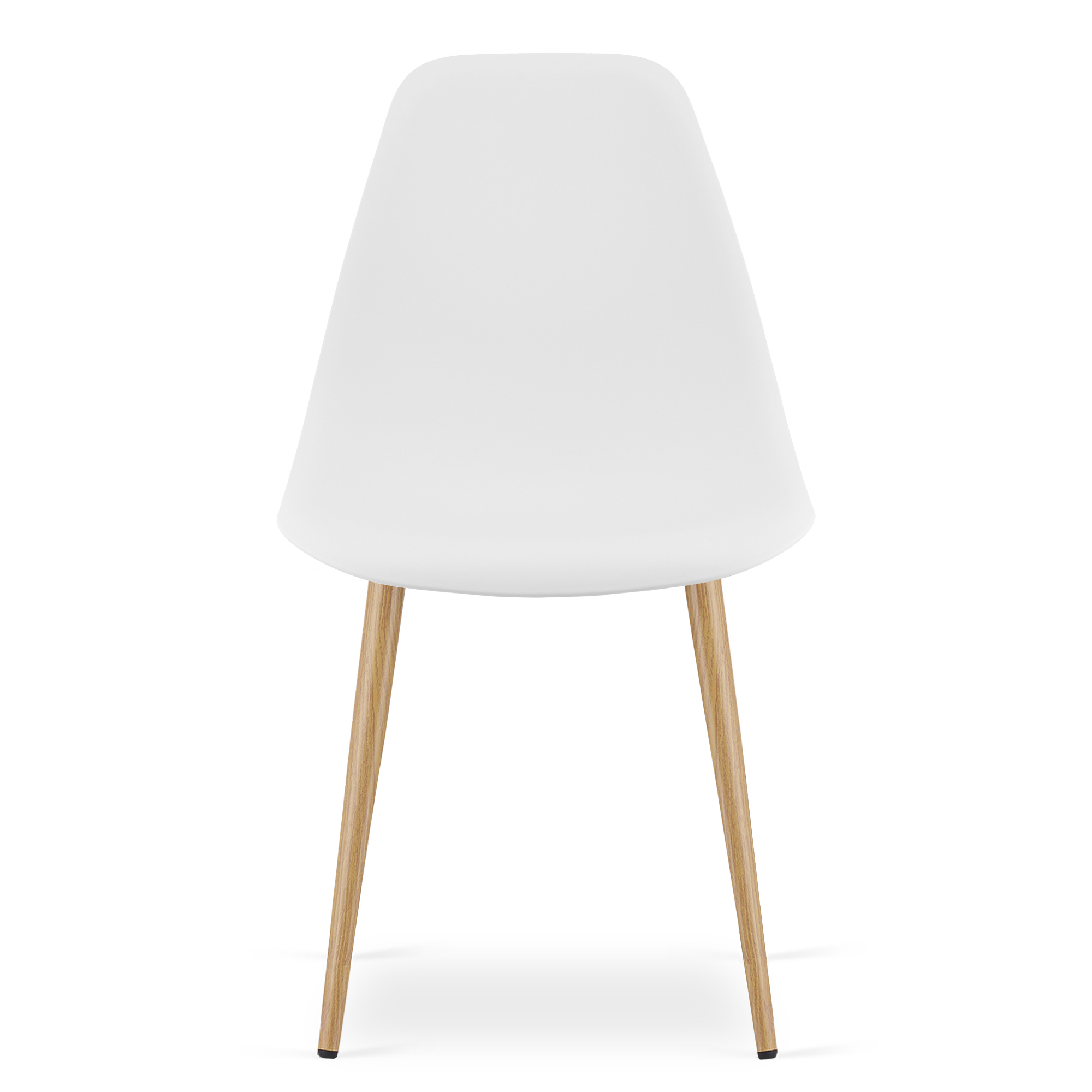Komplektas Todi 80 Cm Apvalus Stalas - Baltas + 4 Kėdės Wat Baltos / Natūralios Kojos