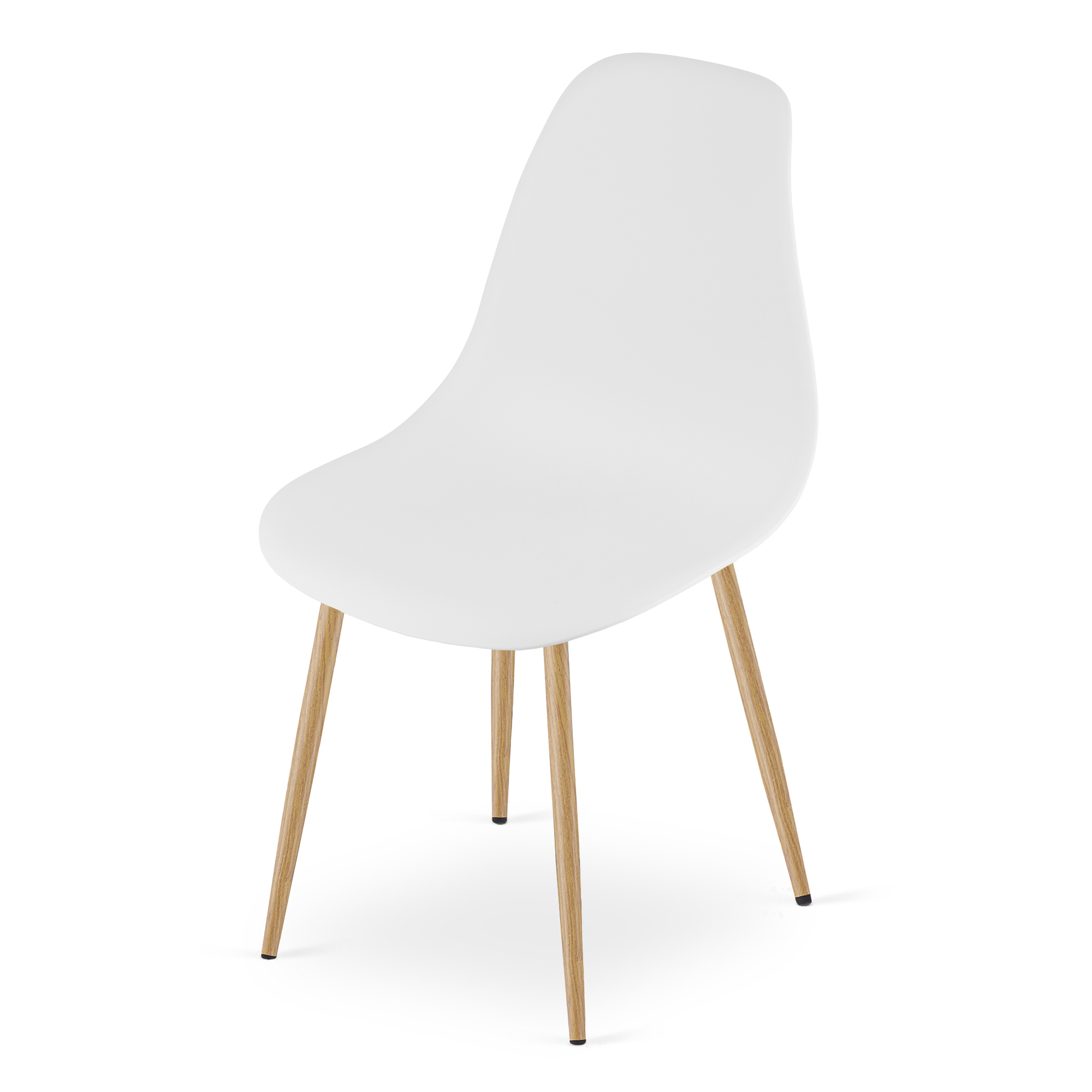 Komplektas Todi 80 Cm Apvalus Stalas - Baltas + 4 Kėdės Wat Baltos / Natūralios Kojos