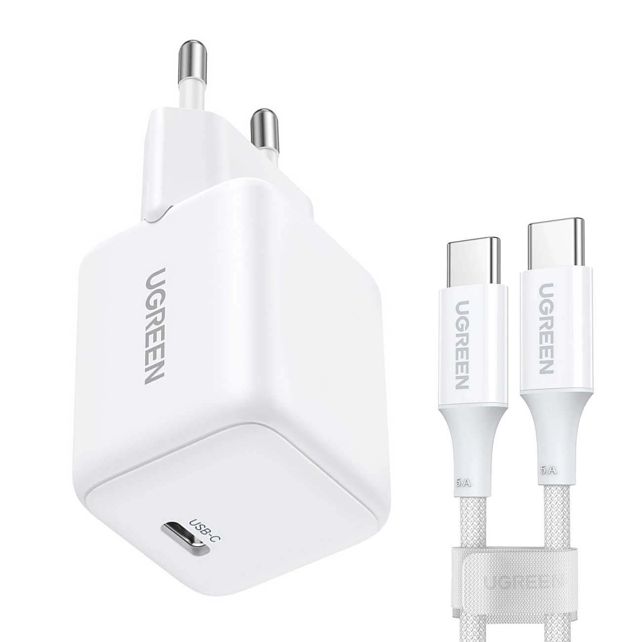 X513 Gan Usb-c Tinklo įkroviklis 30 W Su 1 M Ilgio Usb-c Kabeliu - Baltas