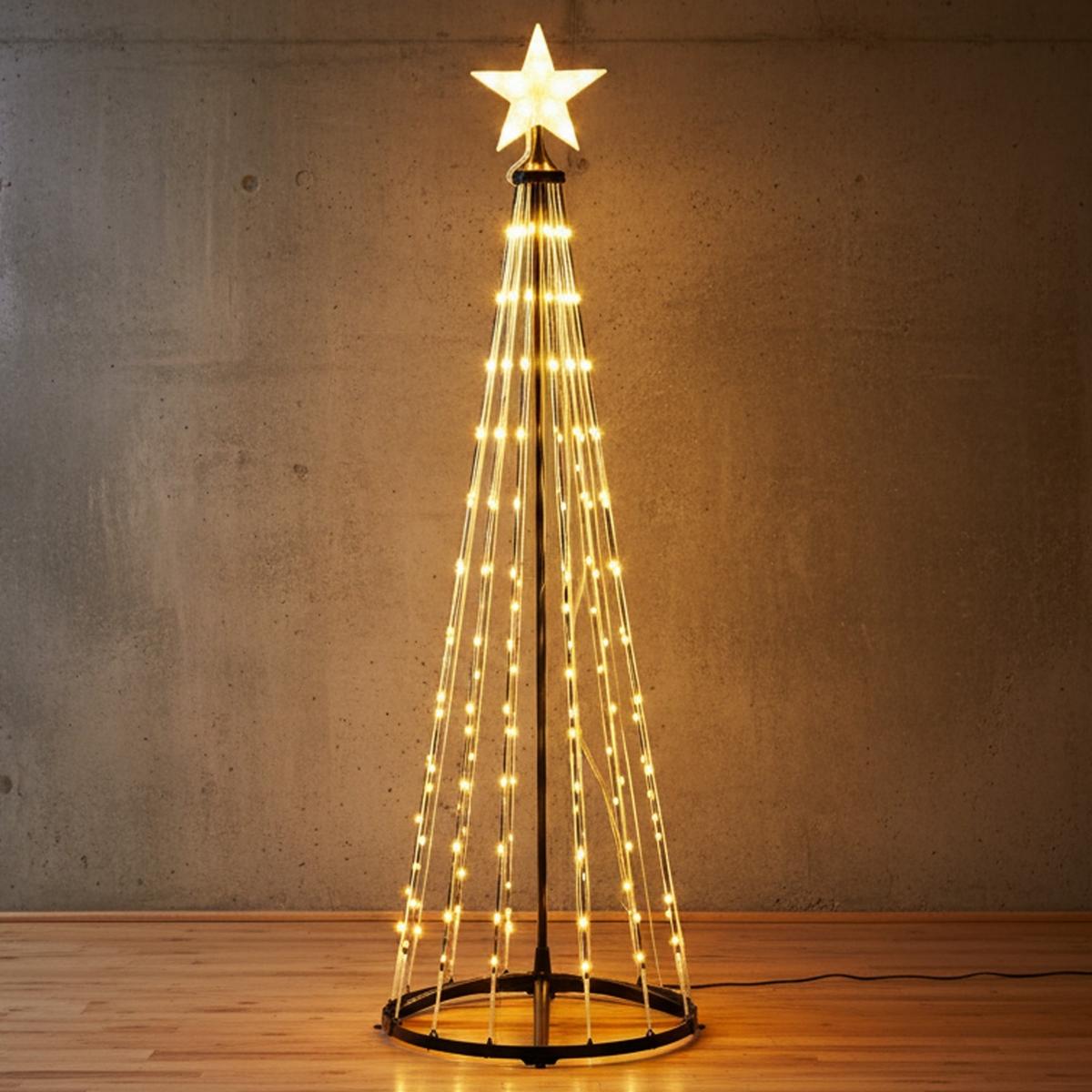 Kalėdų Eglutė Dekoratyvinė 154led šiltai Balta 150cm Juoda