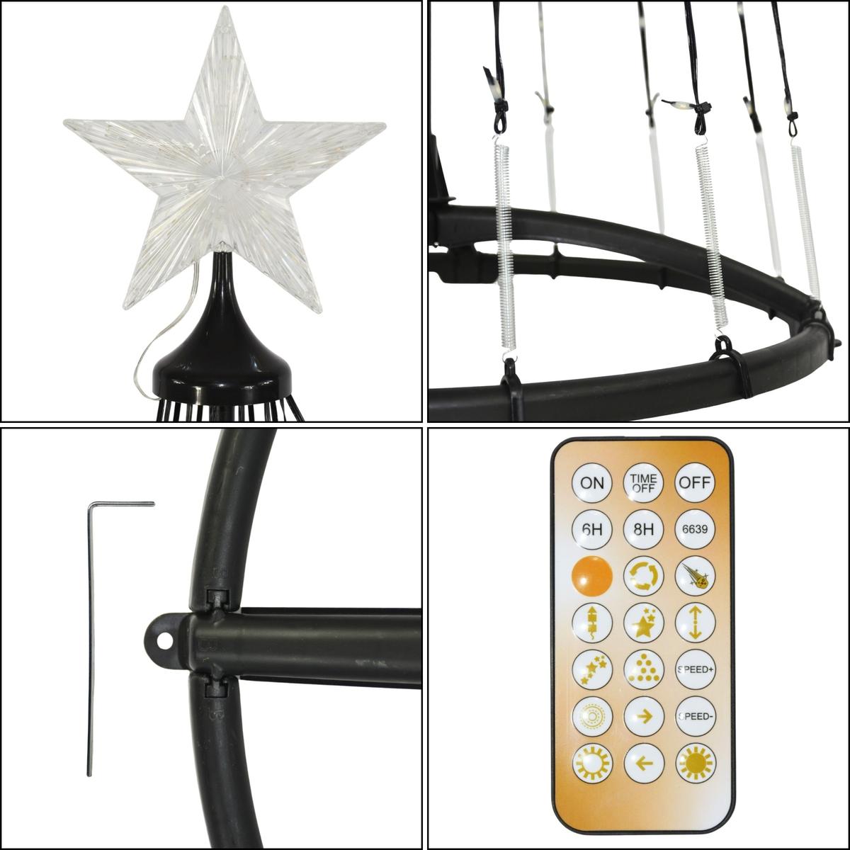 Kalėdų Eglutė Dekoratyvinė 154led šiltai Balta 150cm Juoda