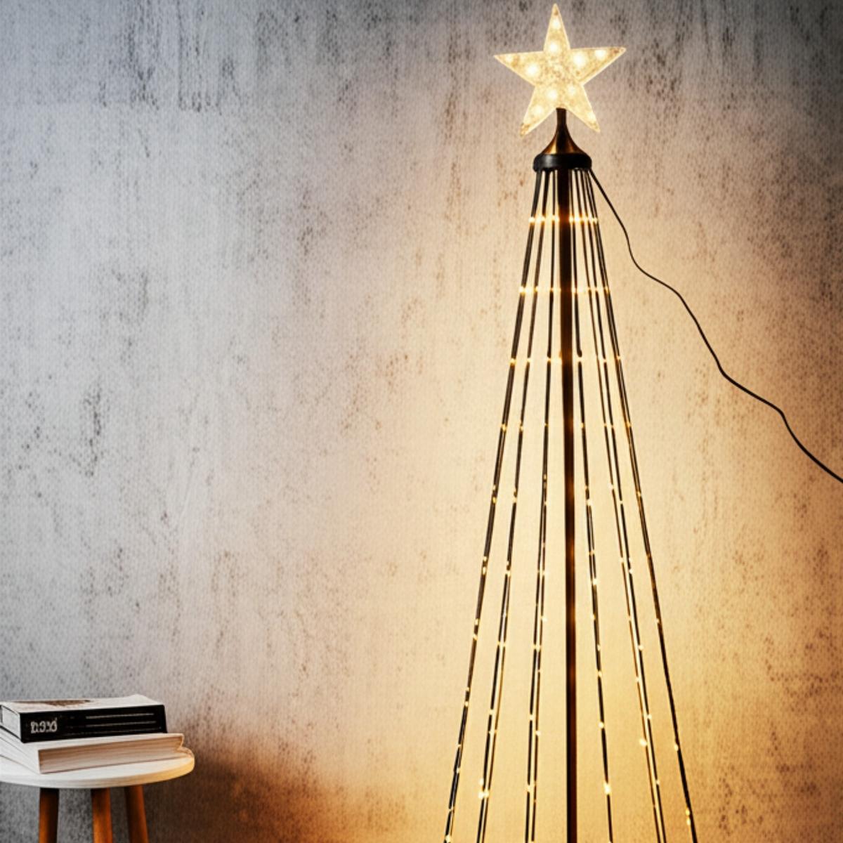 Kalėdų Eglutė Dekoratyvinė 154led šiltai Balta 150cm Juoda