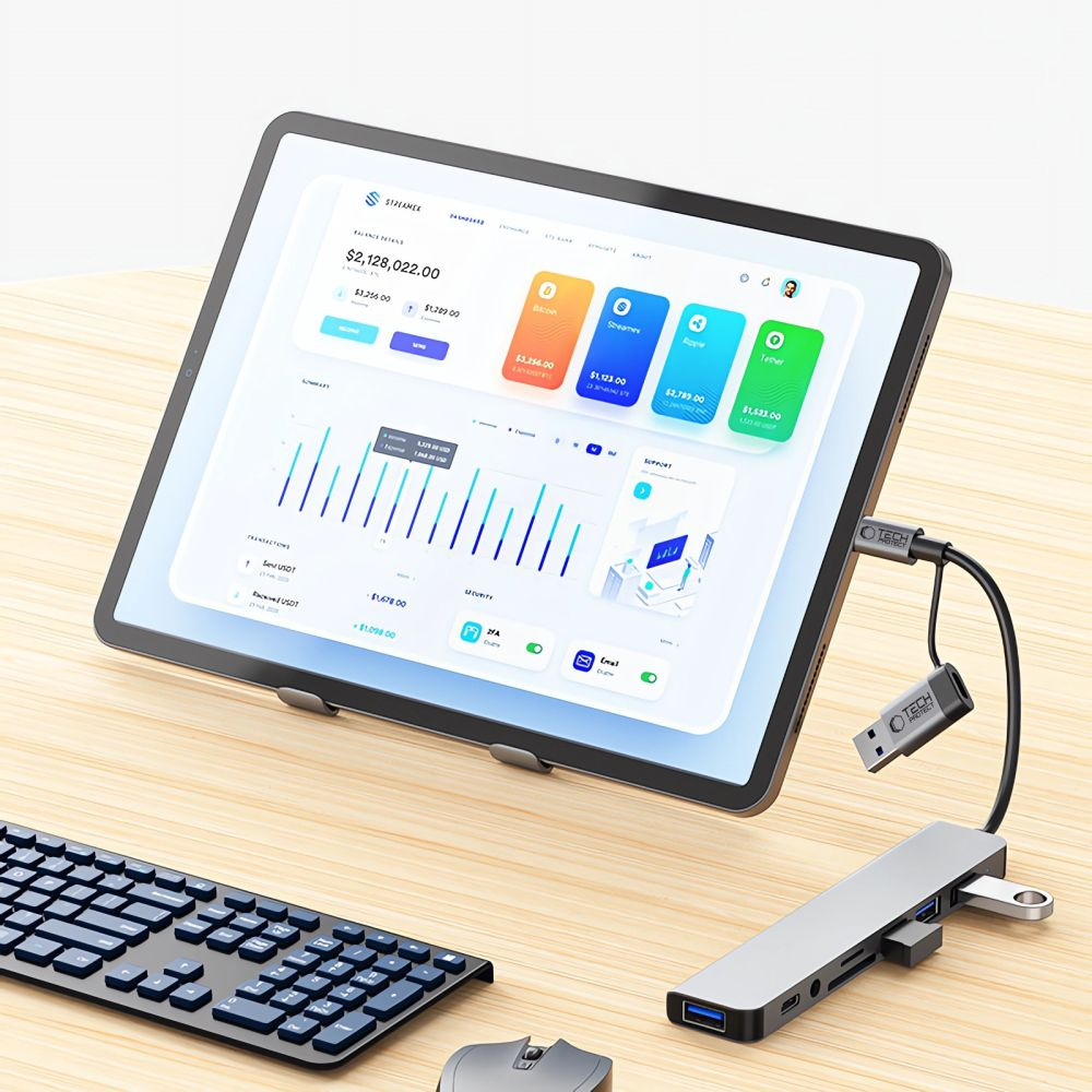 8in1 Usb-c Usb-a Sd/tf Av3.5 Daugiafunkcinis šakotuvas Hub - Pilkas