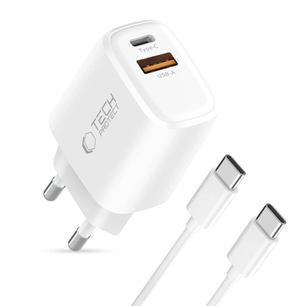 Nca20 Usb-a Usb-c Pd Qc 20 W Tinklo įkroviklis Su 1 M Ilgio Usb-c Kabeliu - Baltas