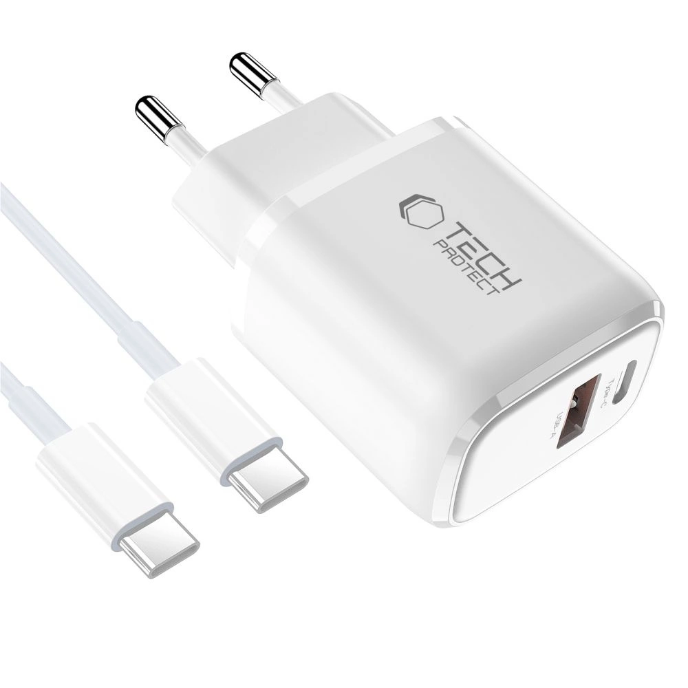 Nca20 Usb-a Usb-c Pd Qc 20 W Tinklo įkroviklis Su 1 M Ilgio Usb-c Kabeliu - Baltas