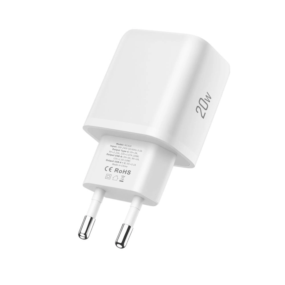Nca20 Usb-a Usb-c Pd Qc 20 W Tinklo įkroviklis Su 1 M Ilgio Usb-c Kabeliu - Baltas