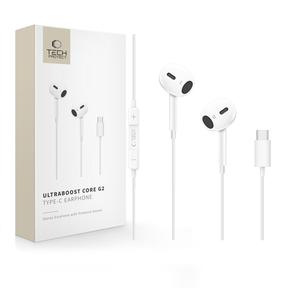 Ultraboost Core G2 Usb-c 120 Cm Ilgio Laidinės į Ausis įstatomos Ausinės Su Mikrofonu - Baltos Spalvos