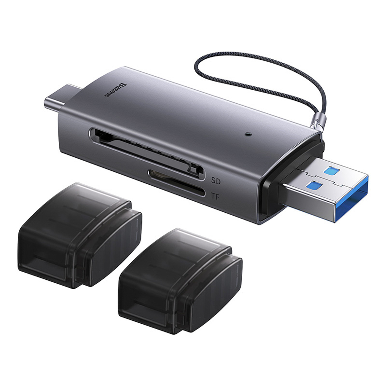 Usb-a Usb-c Sd Tf Atminties Kortelių Skaitytuvas - Pilkas