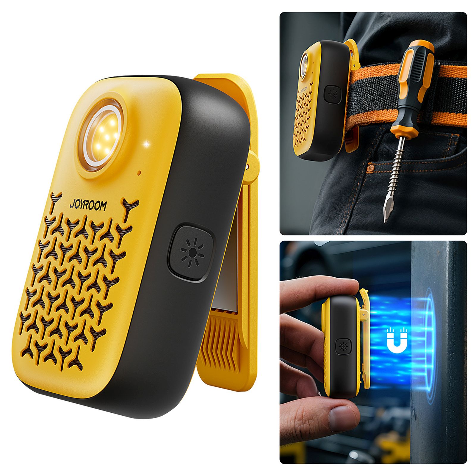 Nešiojamasis Garsiakalbis Su žibintuvėliu, Magnetiniu Segtuku "bluetooth" Ip67 - Geltonas