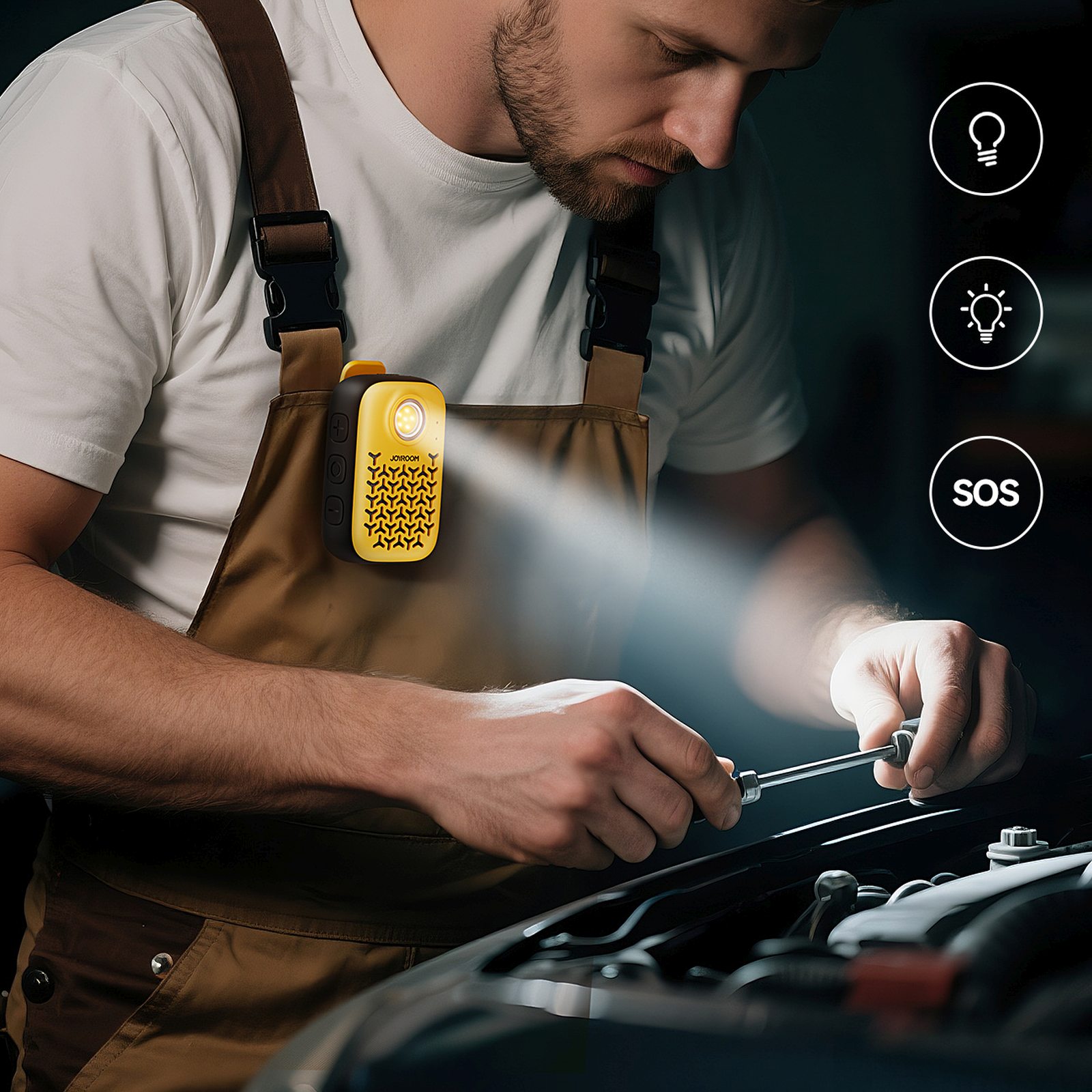 Nešiojamasis Garsiakalbis Su žibintuvėliu, Magnetiniu Segtuku "bluetooth" Ip67 - Geltonas