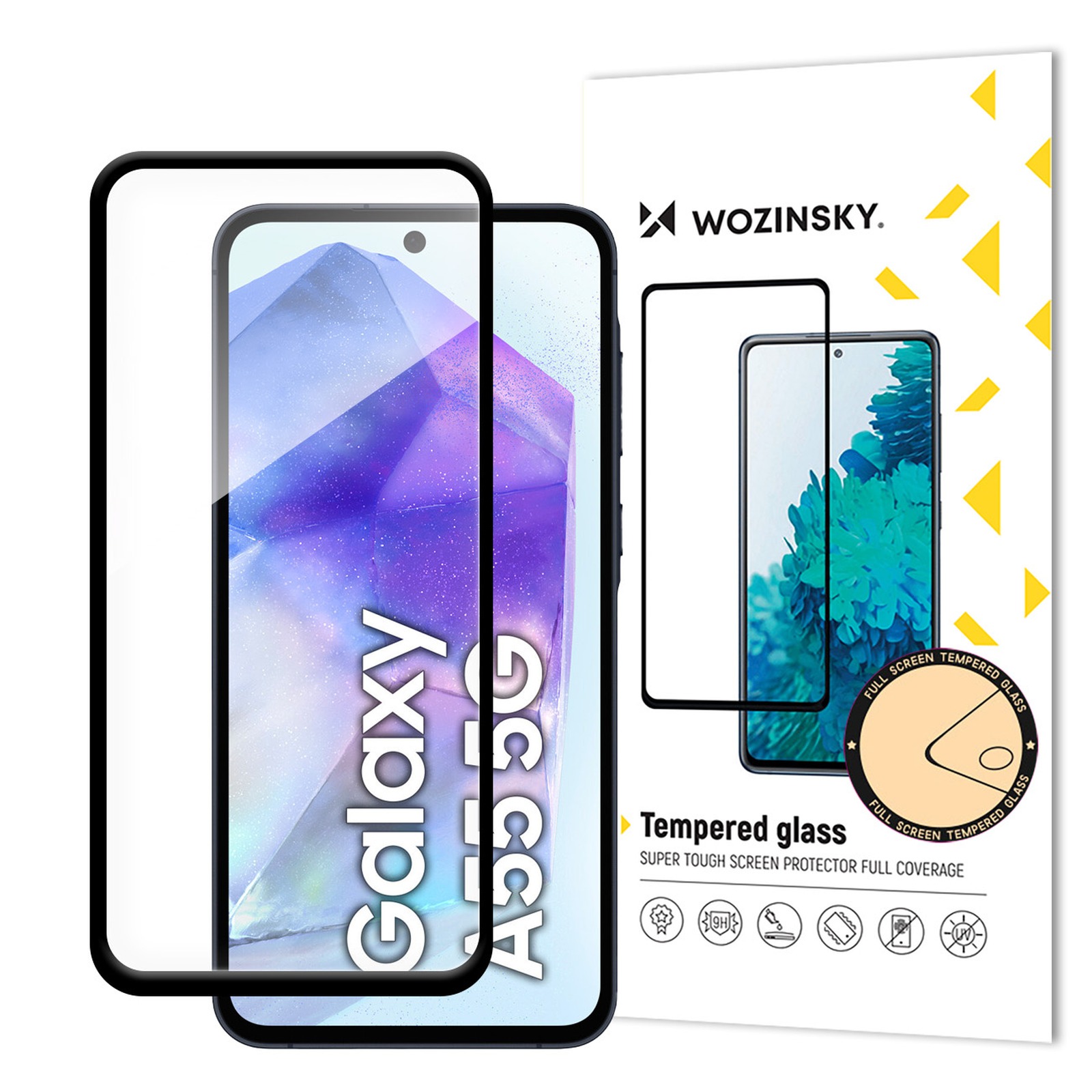 Apsauginis Stiklas, Skirtas "samsung Galaxy A55" Su Juodu Rėmeliu Apsauginis Stiklas Su Pilnais Klijais