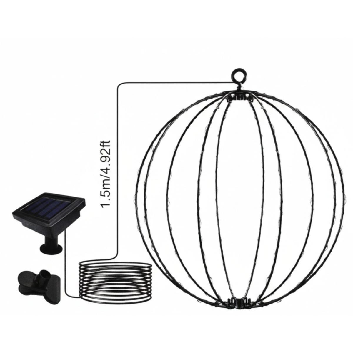 Saulės Pakabinama Lempa Rutulys 30 Cm 120 Led šiltai Balta