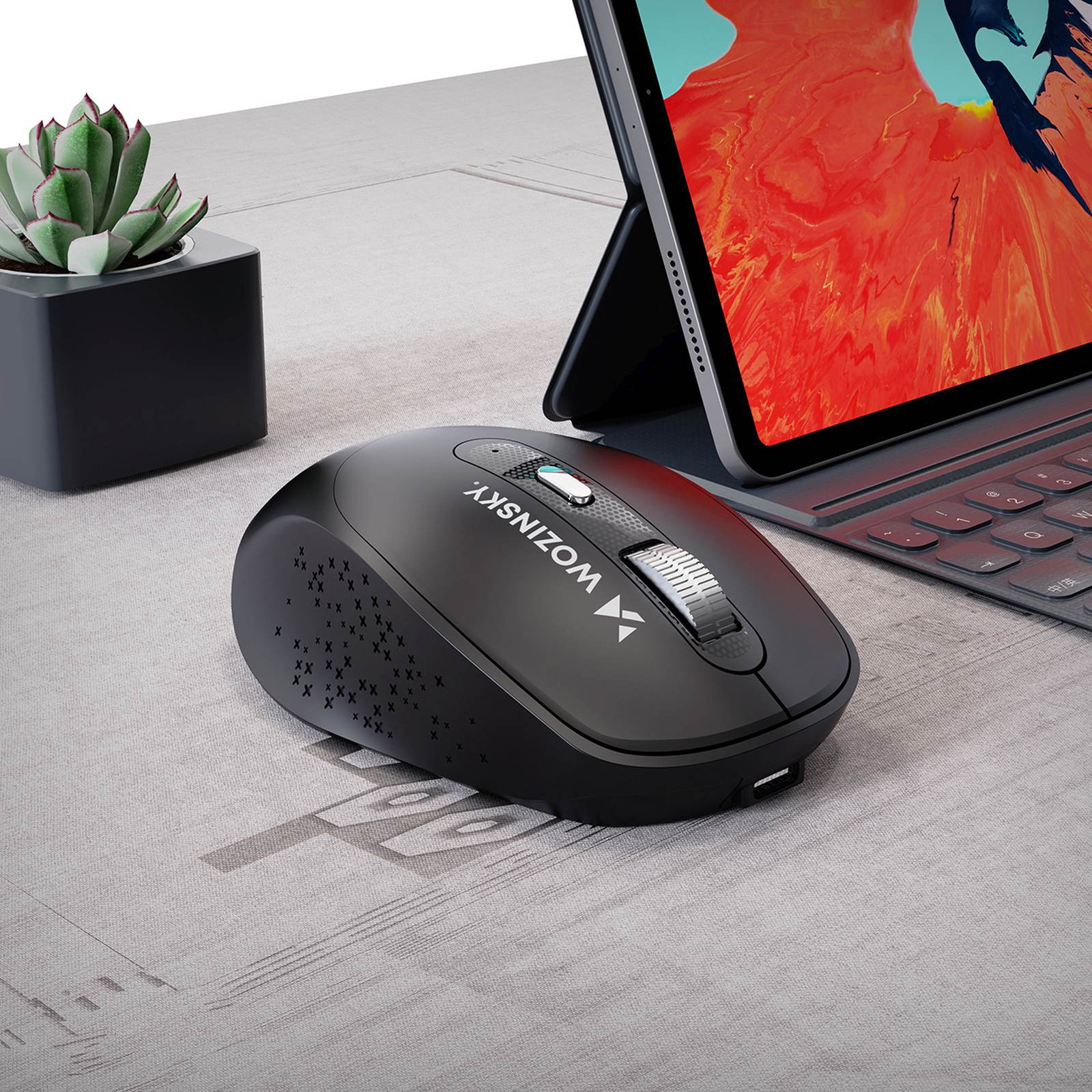 Belaidė Ergonominė Pelė 6 Mygtukai "bluetooth" 1600 Dpi - Juoda