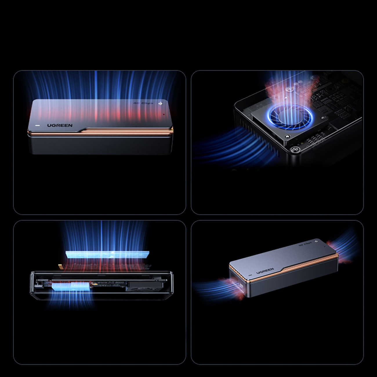 M.2 Nvme Ssd Korpusas Su Usb4 40 Gb/s Aktyviuoju Aušinimu - Pilkas