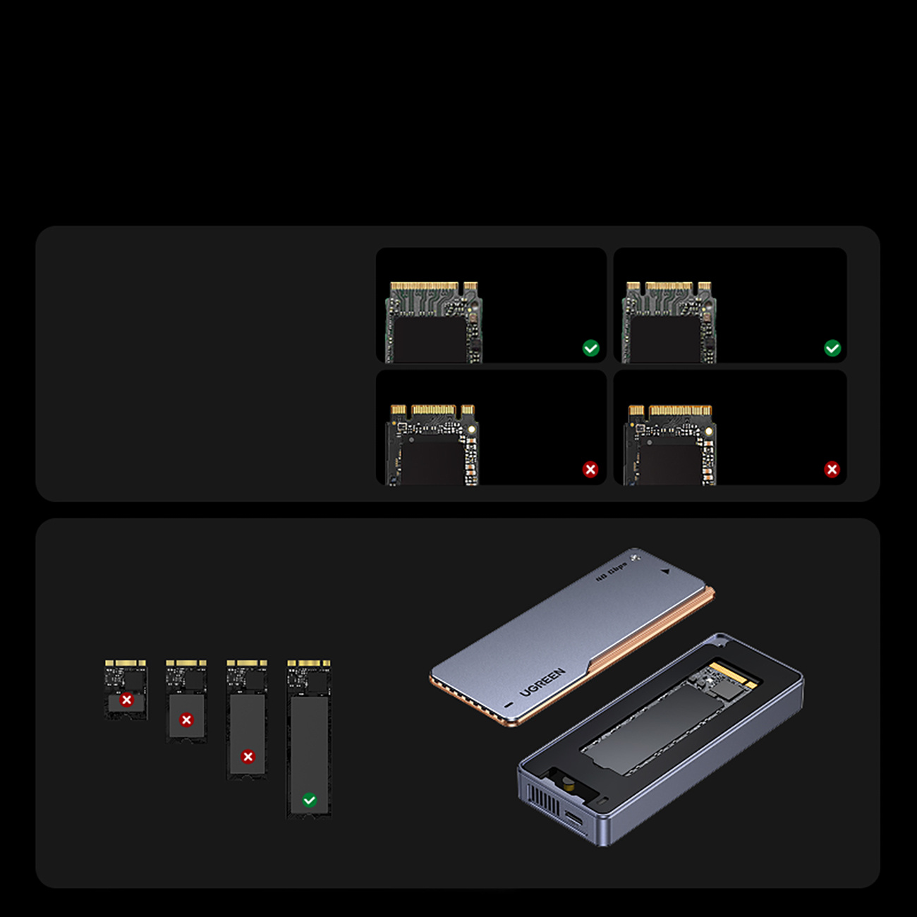 M.2 Nvme Ssd Korpusas Su Usb4 40 Gb/s Aktyviuoju Aušinimu - Pilkas