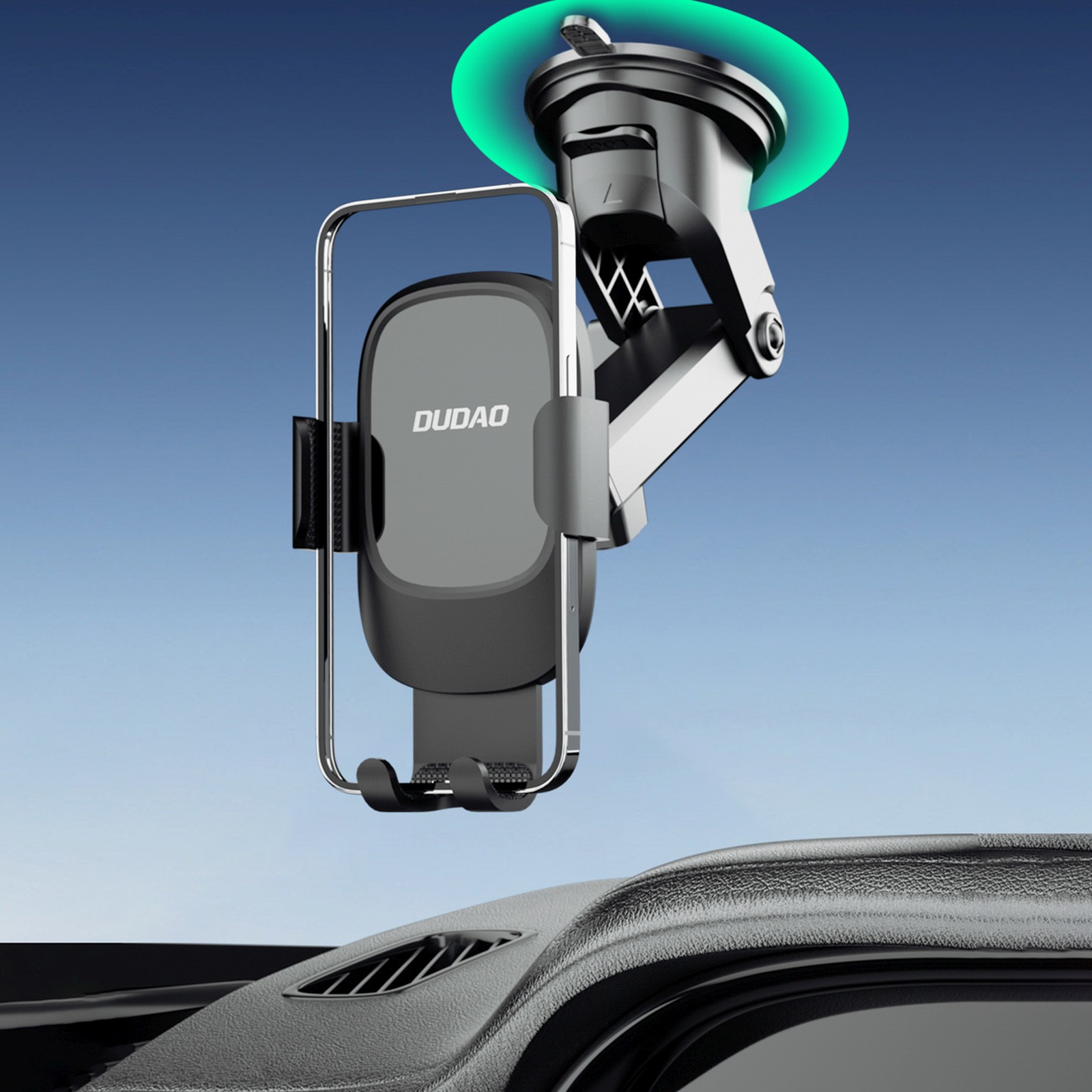 Automobilinis Gravitacinis Laikiklis Išmaniajam Telefonui Su Siurbtuku Ant Priekinio Stiklo - Juodas