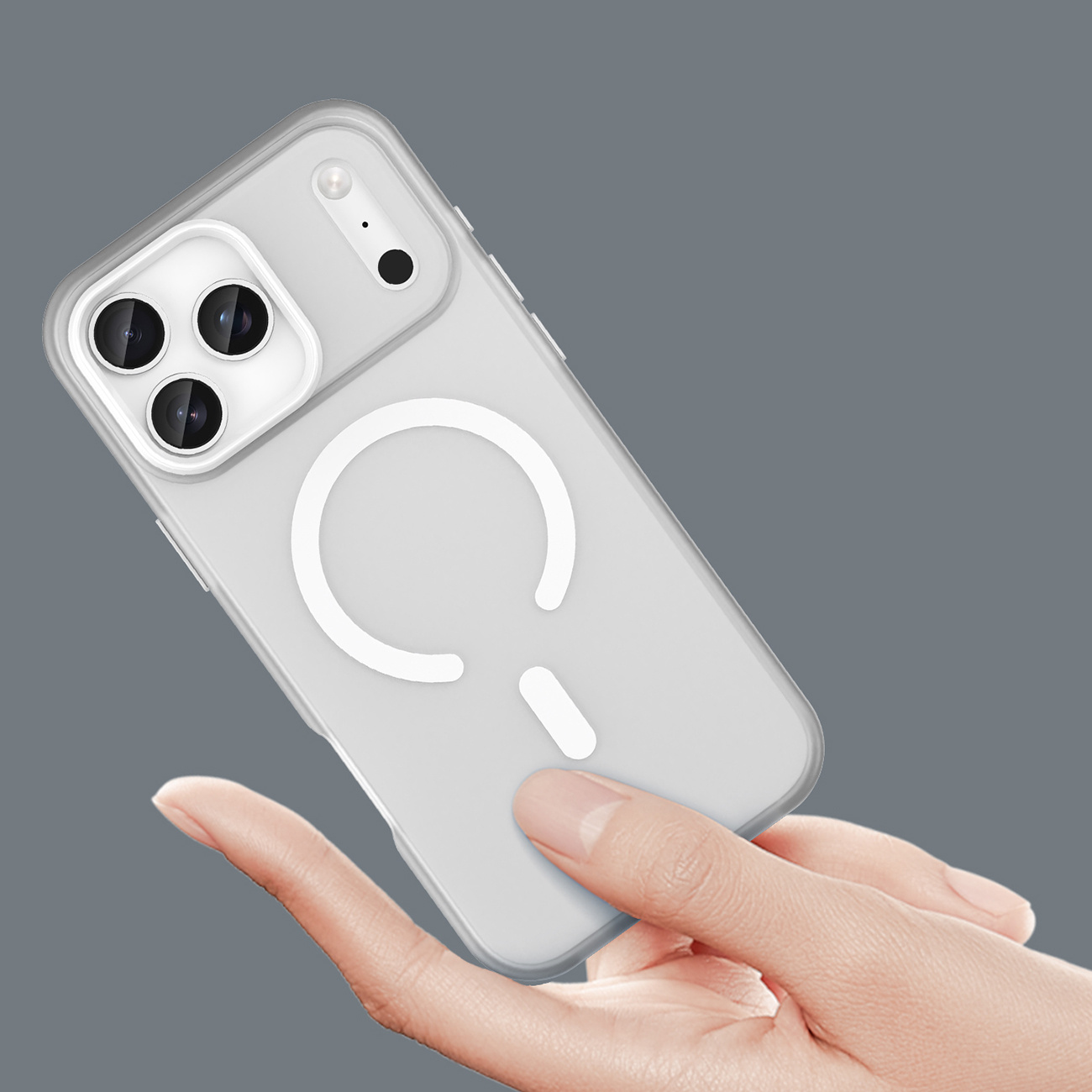 Dėklas "iphone 17 Pro" Magnetinis Abrazyvinis "magsafe" - Matinės Baltos Spalvos