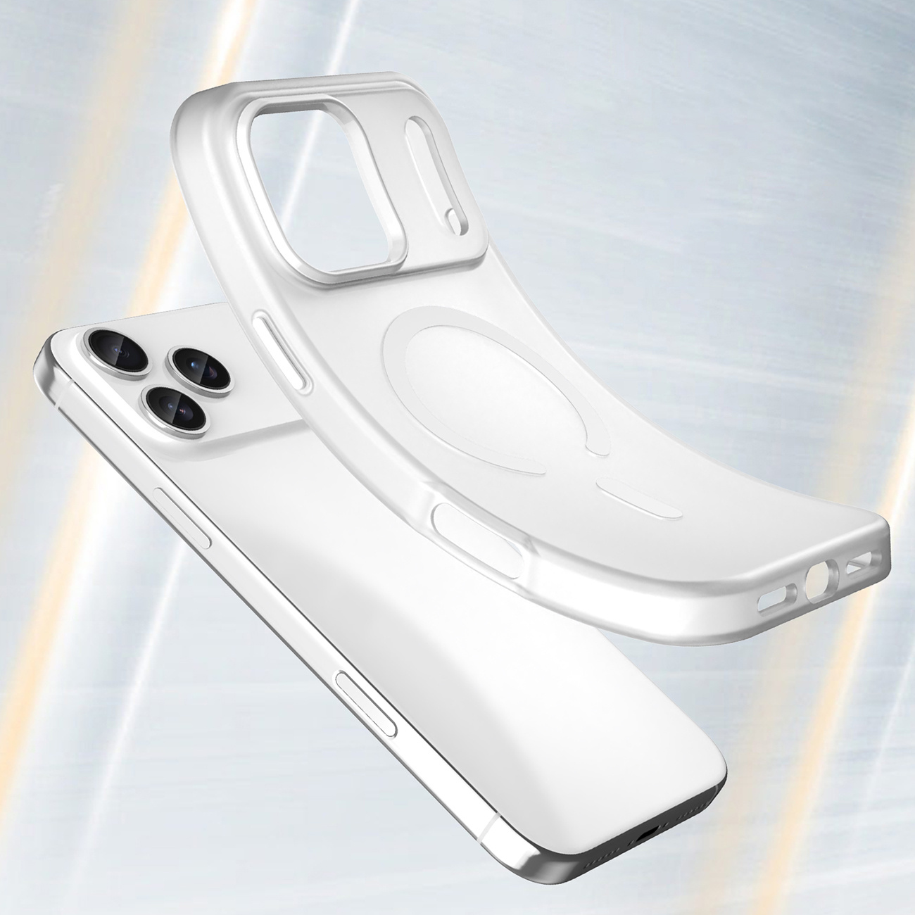 Dėklas "iphone 17 Pro" Magnetinis Abrazyvinis "magsafe" - Matinės Baltos Spalvos