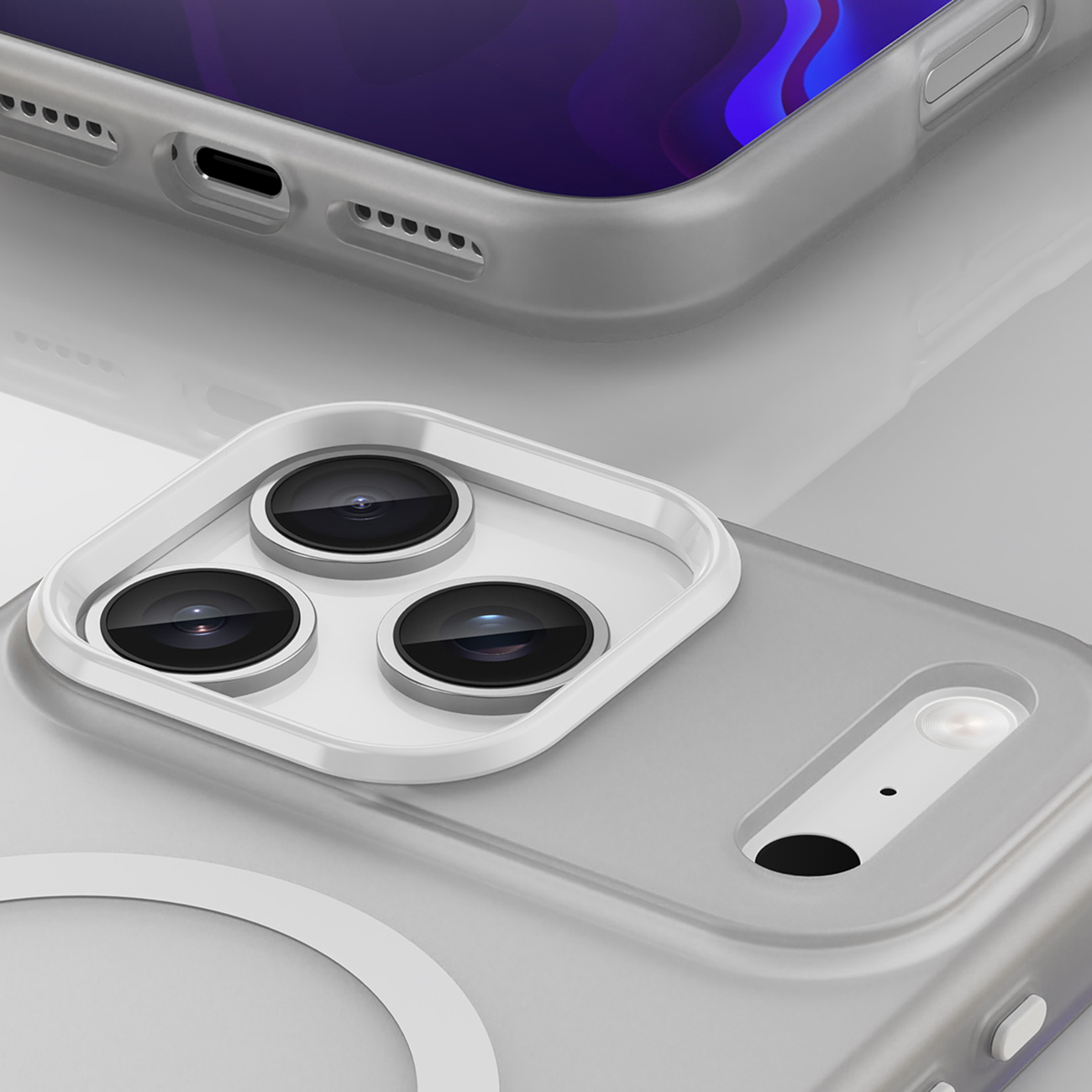 Dėklas "iphone 17 Pro" Magnetinis Abrazyvinis "magsafe" - Matinės Baltos Spalvos