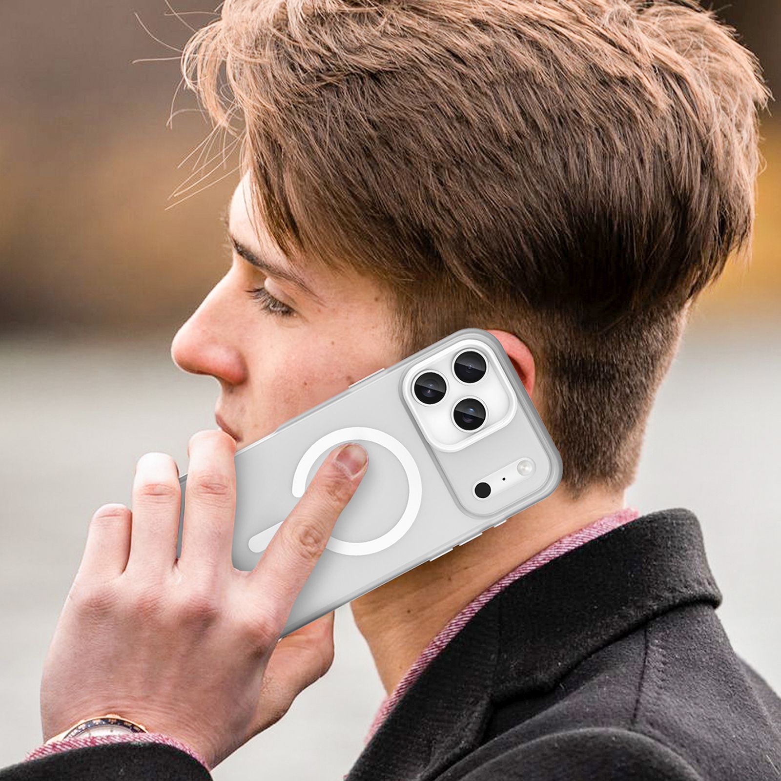 Dėklas "iphone 17 Pro" Magnetinis Abrazyvinis "magsafe" - Matinės Baltos Spalvos