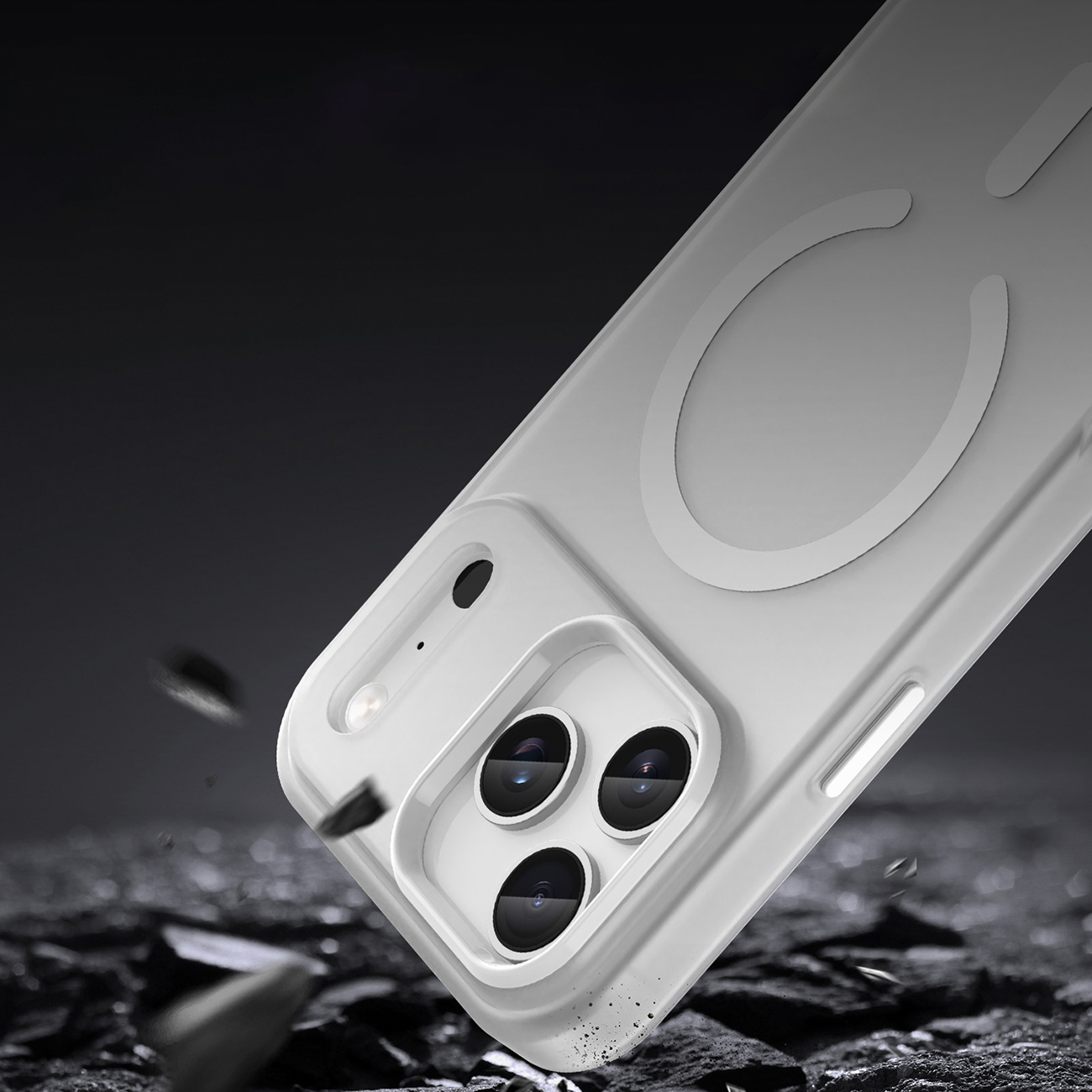 Dėklas "iphone 17 Pro" Magnetinis Abrazyvinis "magsafe" - Matinės Baltos Spalvos