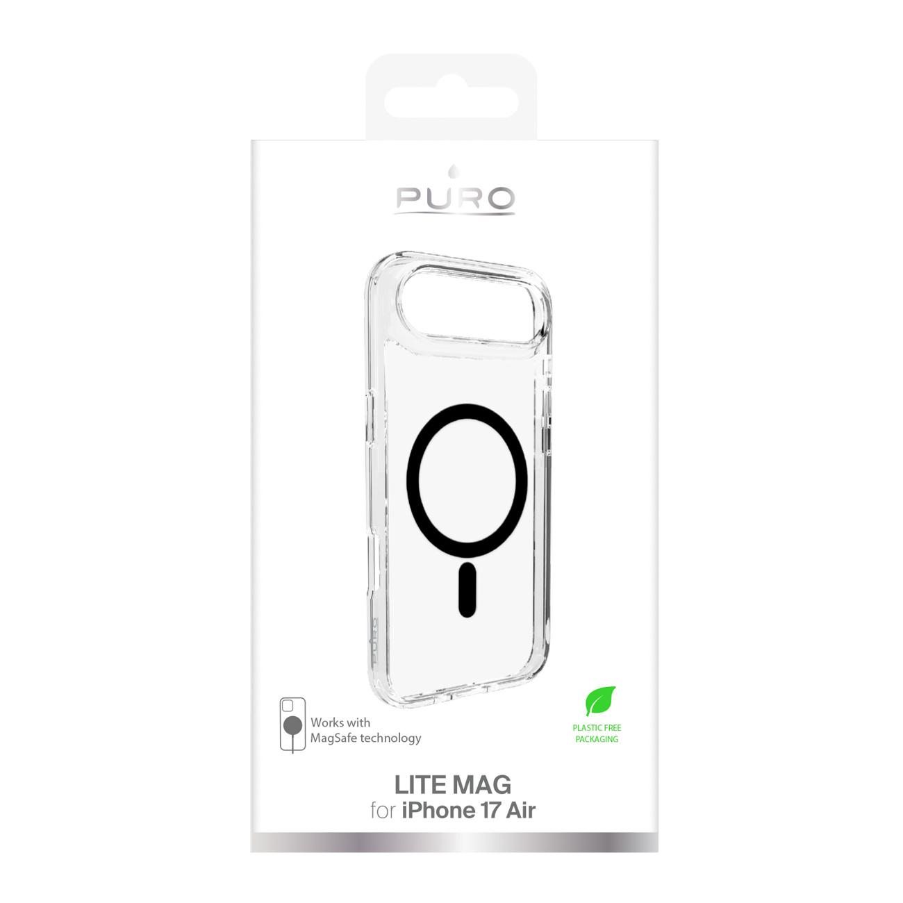 "iphone 17 Air" Galinis Dėklas Tpu Pc Lite Magsafe - Skaidrus Juodas žiedas