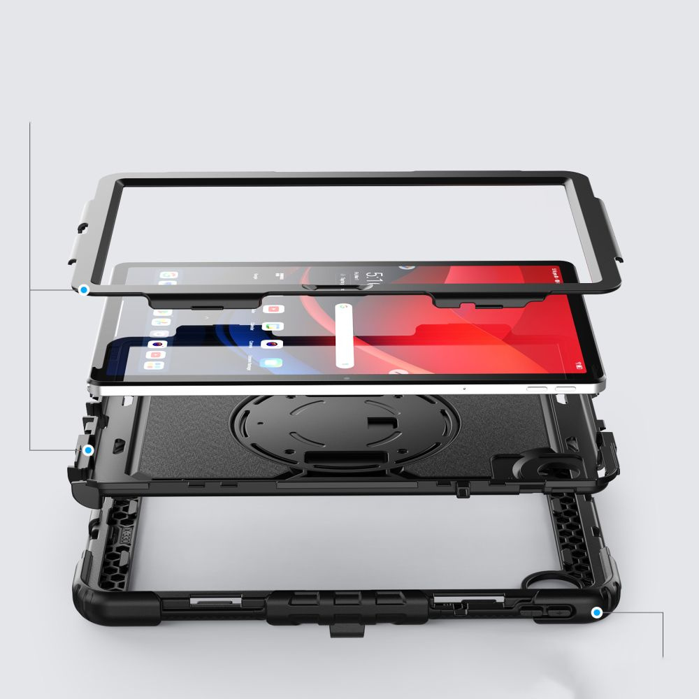 Lenovo Tab M11'' 11.0 Tb-330 Solid360 Dėklas Su Stovu Ir Laikikliu, Skirtas Lenovo Tab M11'' 11.0 Tb-330 Solid360 - Juodas