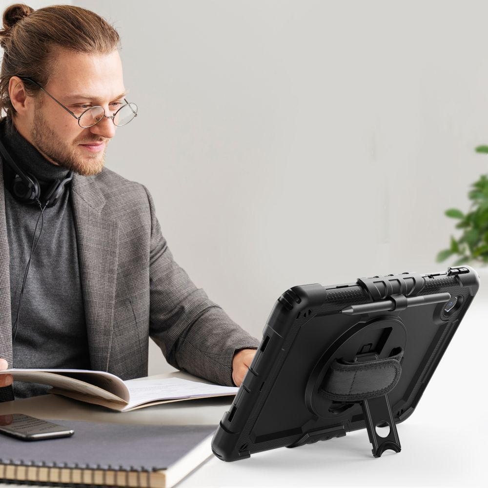 Lenovo Tab M11'' 11.0 Tb-330 Solid360 Dėklas Su Stovu Ir Laikikliu, Skirtas Lenovo Tab M11'' 11.0 Tb-330 Solid360 - Juodas