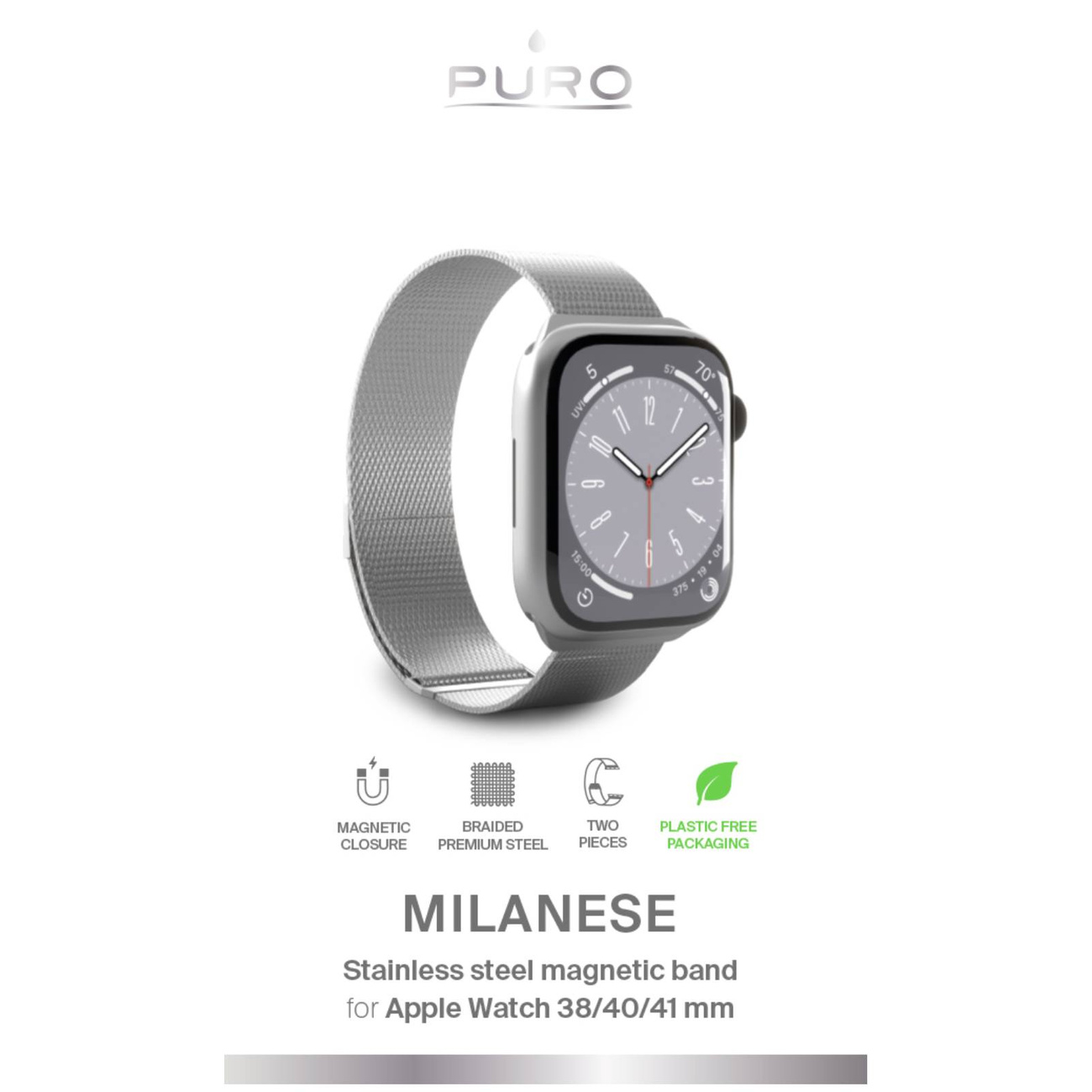 Nerūdijančio Plieno Dirželis "apple Watch" 38 40 41 Mm "milanese" - Sidabrinis