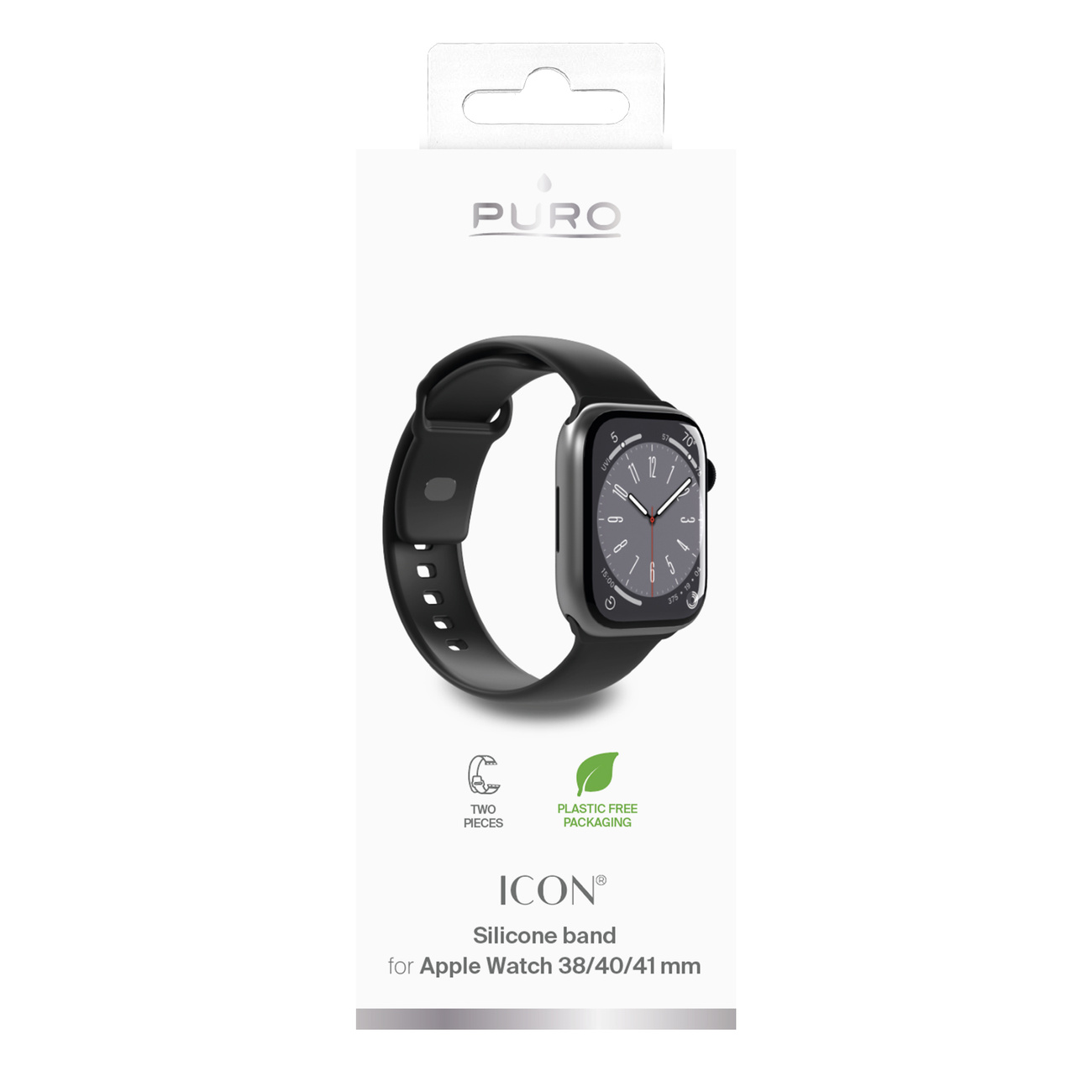Silikoninis Dirželis "apple Watch" 38 40 41 Mm "icon" Juodos Spalvos - 2 Vnt.