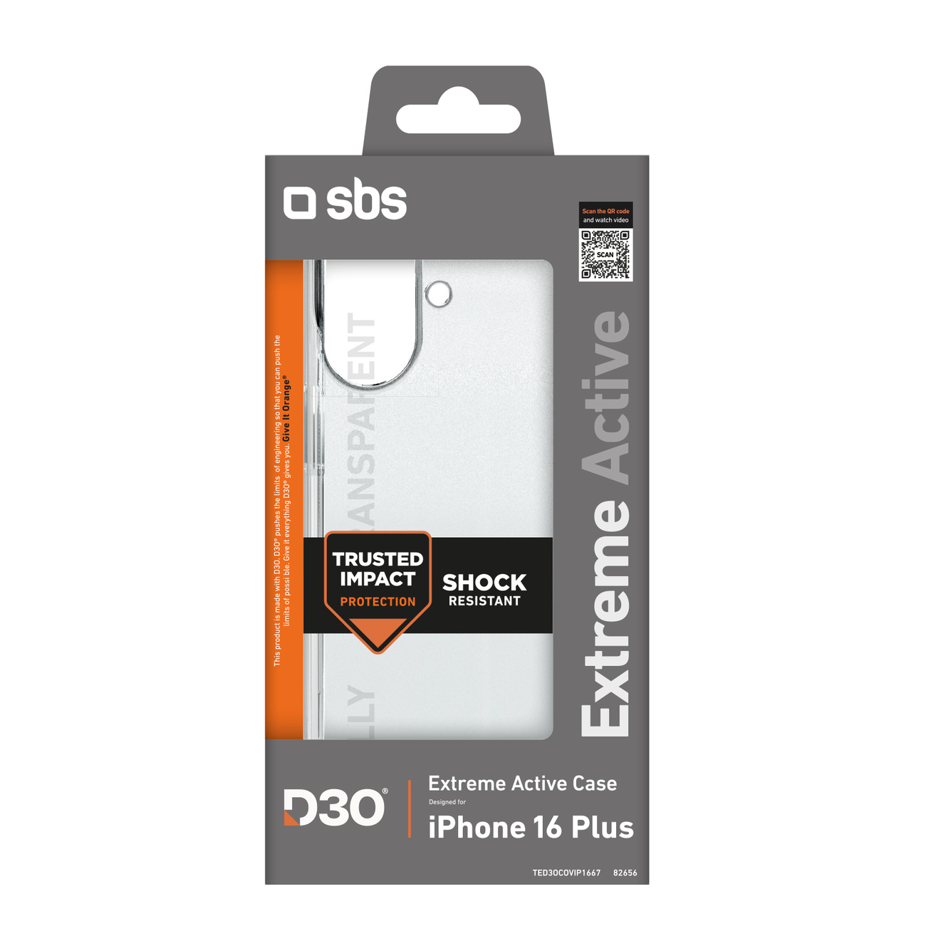 Dangtelis "iphone 16 Plus Extreme Active D3o" - Skaidrus