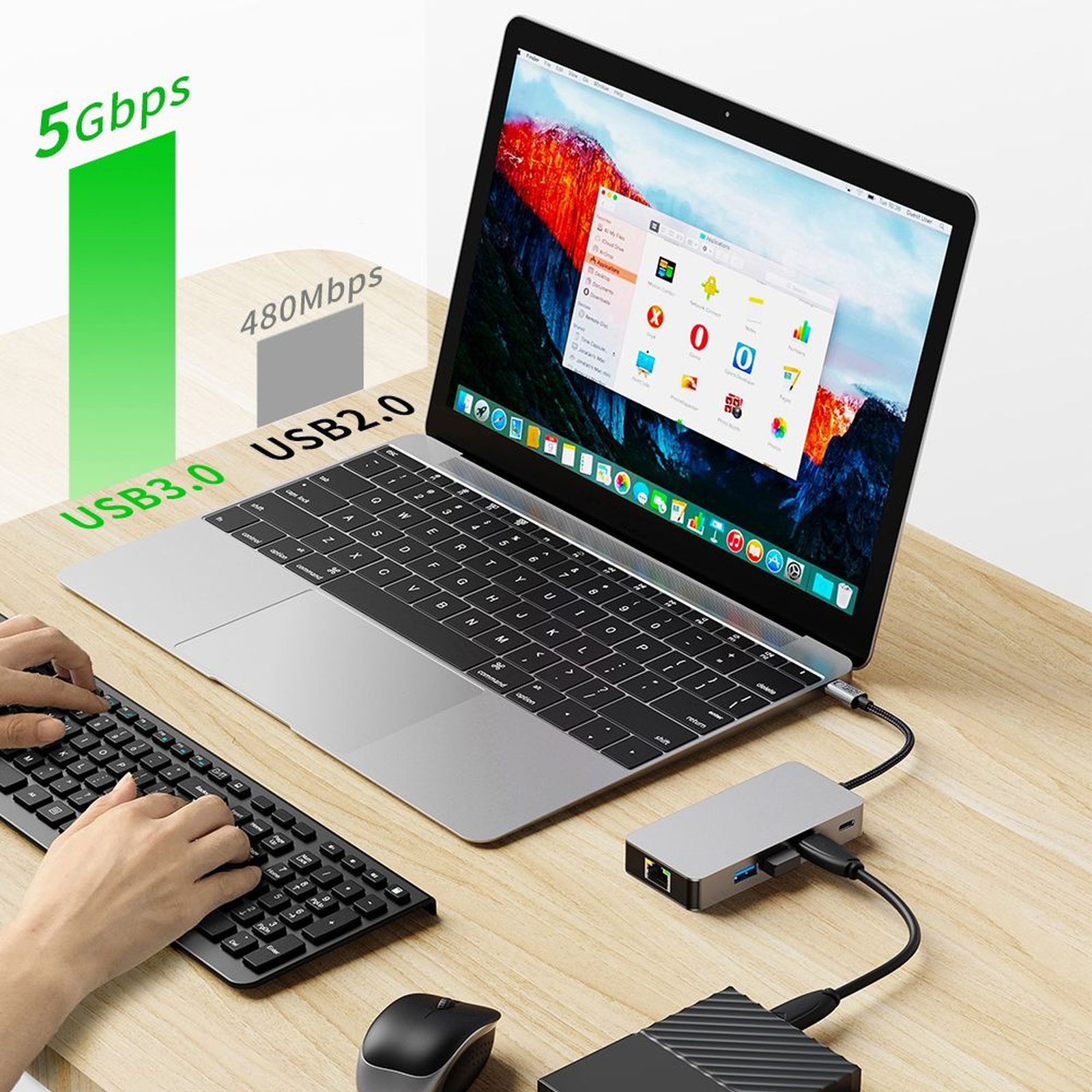 Hub Adapteris 9in1 Usb-c Usb-a Hdmi Sd Tf Rj45 4k 60hz - Pilkas
