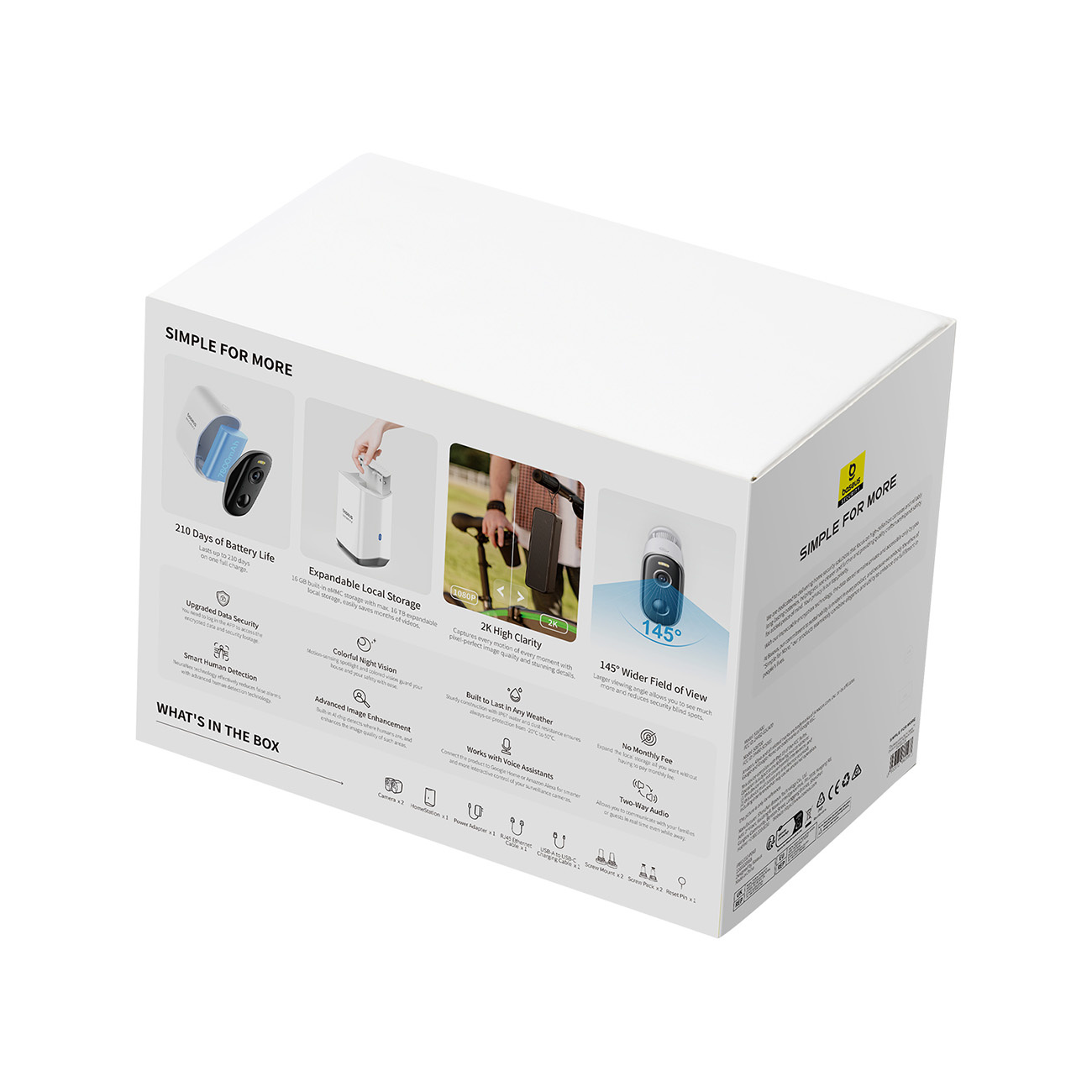 Lauko Stebėjimo Rinkinys 2 Kameros 2k 16 Gb Wifi - Baltos Spalvos