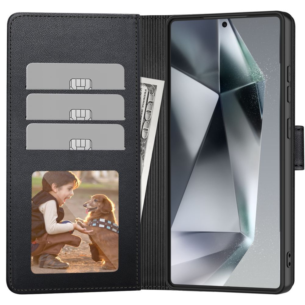 Uždaromas Ekologiškos Odos Dėklas "samsung Galaxy S25 Fe Wallet" - Juodas
