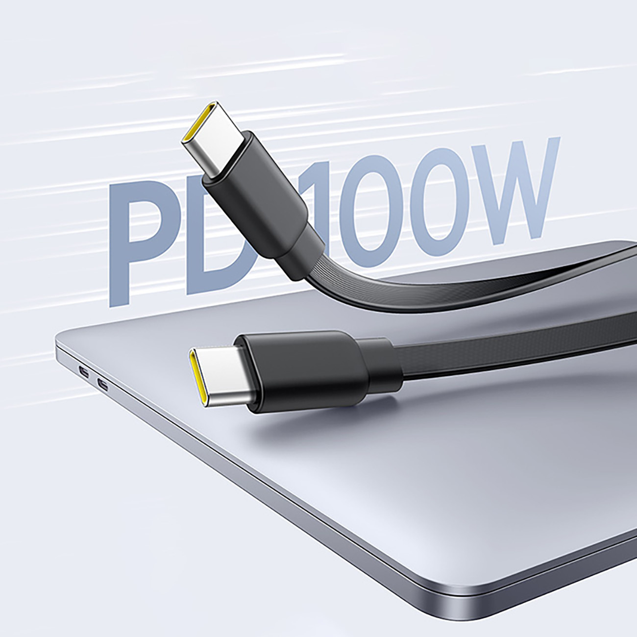 2-in-1 Usb-c Ištraukiamasis Kabelis 100 W 1,2 M - Juodas