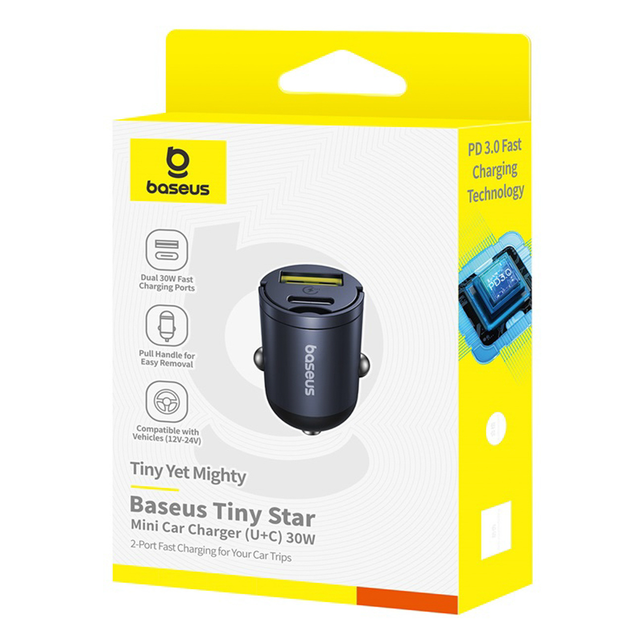 Usb-a Usb-c 30 W Automobilinis įkroviklis - Juodas