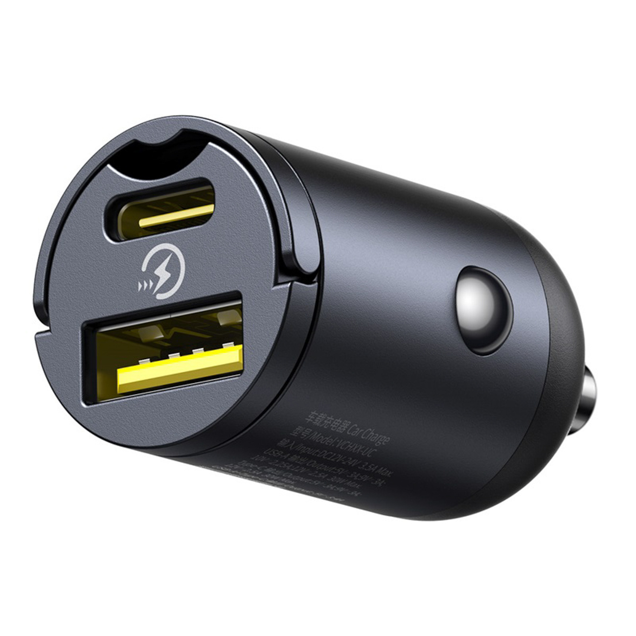 Usb-a Usb-c 30 W Automobilinis įkroviklis - Juodas