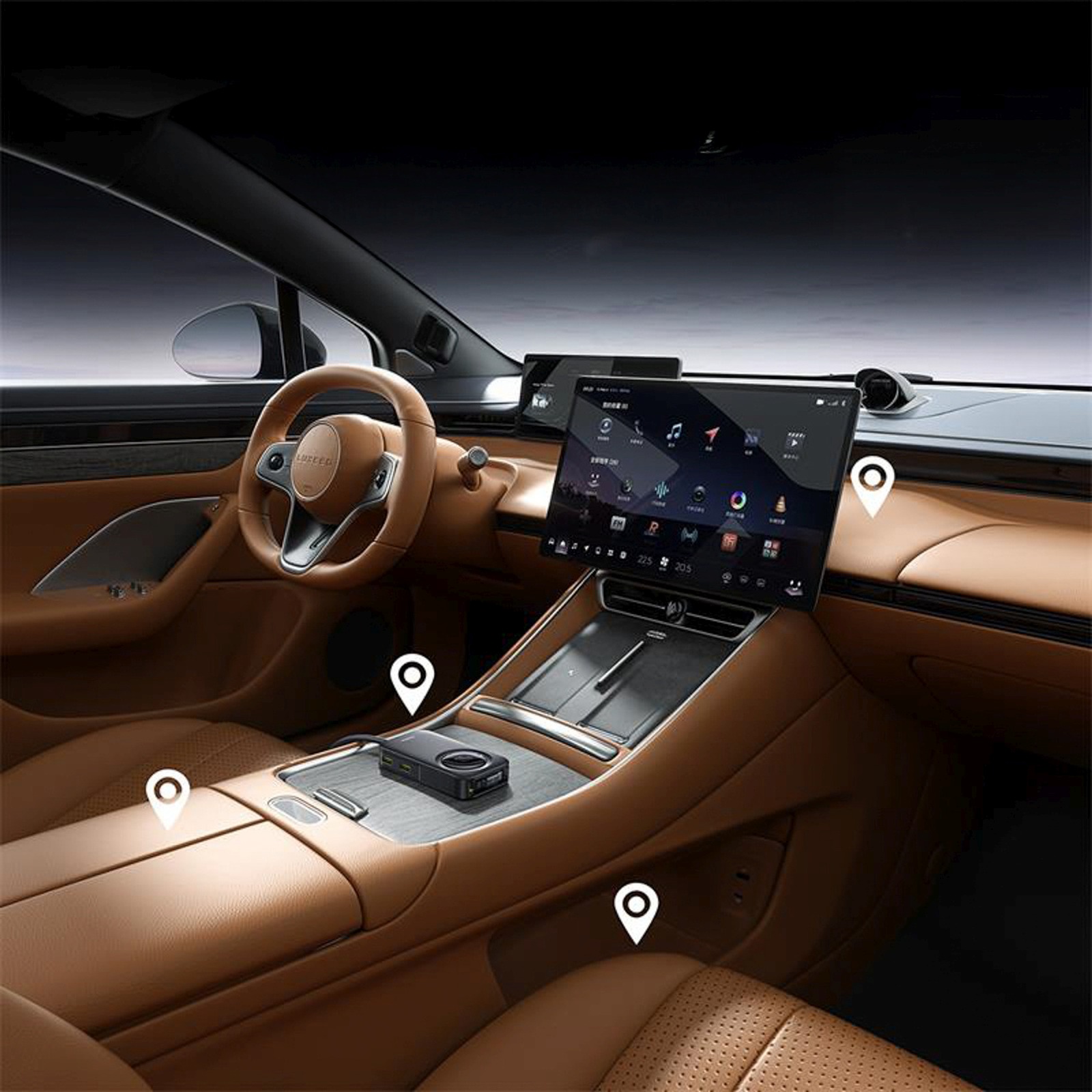 Automobilinis įkroviklis Su Ištraukiamu Kabeliu, Skirtas Iki 6 įrenginių 60 W - Juodas