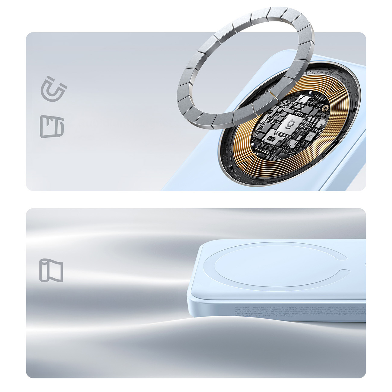 Magsafe Indukcinis 10000 Mah 22,5 W Maitinimo Blokas Su Usb-c 20v/3a 0,3 M Kabeliu - Mėlynas