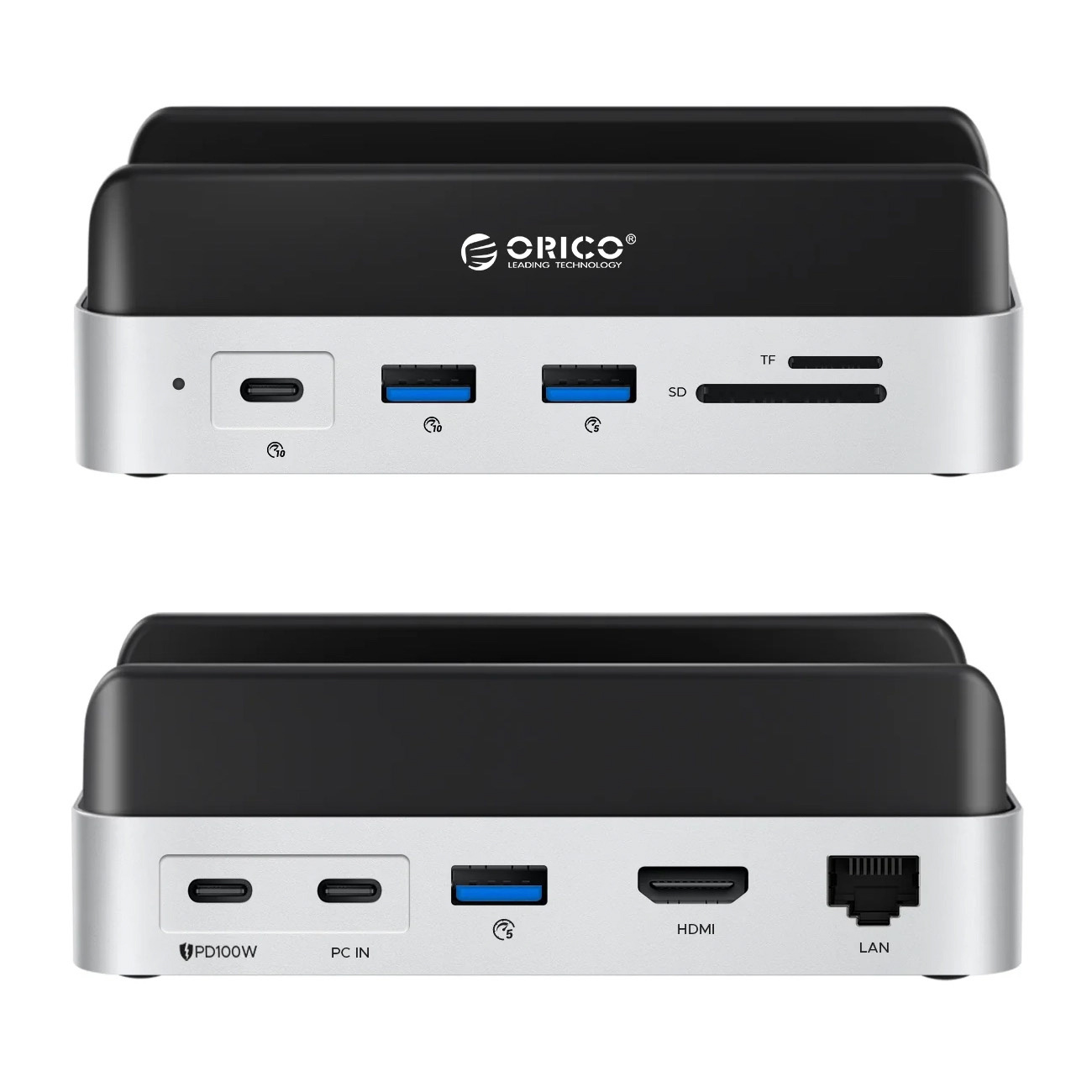 "mac Mini" 10in1 M.2 Usb-c Usb-a Hdmi Rj45 Sd/tf Doko Stotelė, Skirta "mac Mini" M.2 Usb-c Usb-a Hdmi Rj45 Sd/tf - Sidabrinė