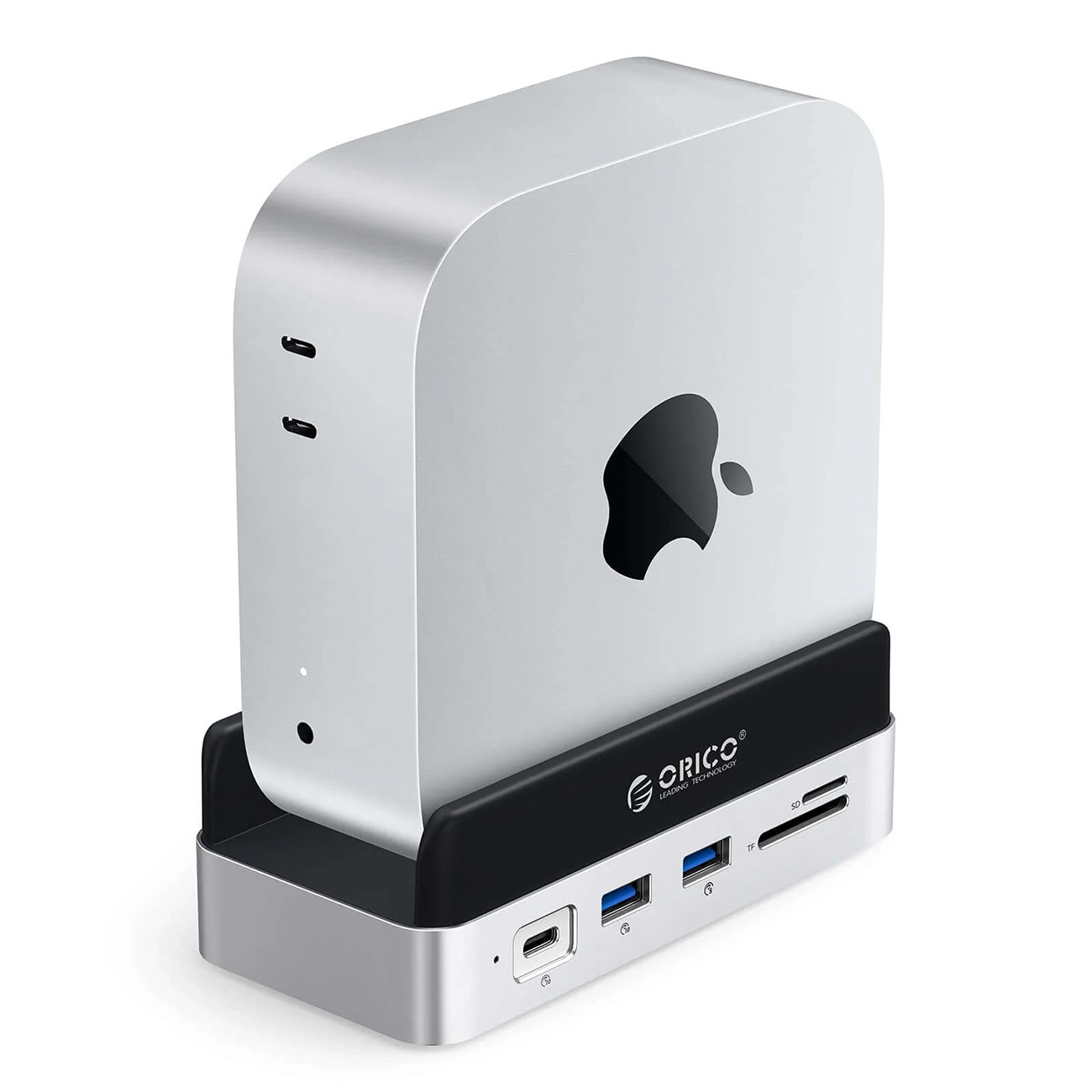 "mac Mini" 10in1 M.2 Usb-c Usb-a Hdmi Rj45 Sd/tf Doko Stotelė, Skirta "mac Mini" M.2 Usb-c Usb-a Hdmi Rj45 Sd/tf - Sidabrinė