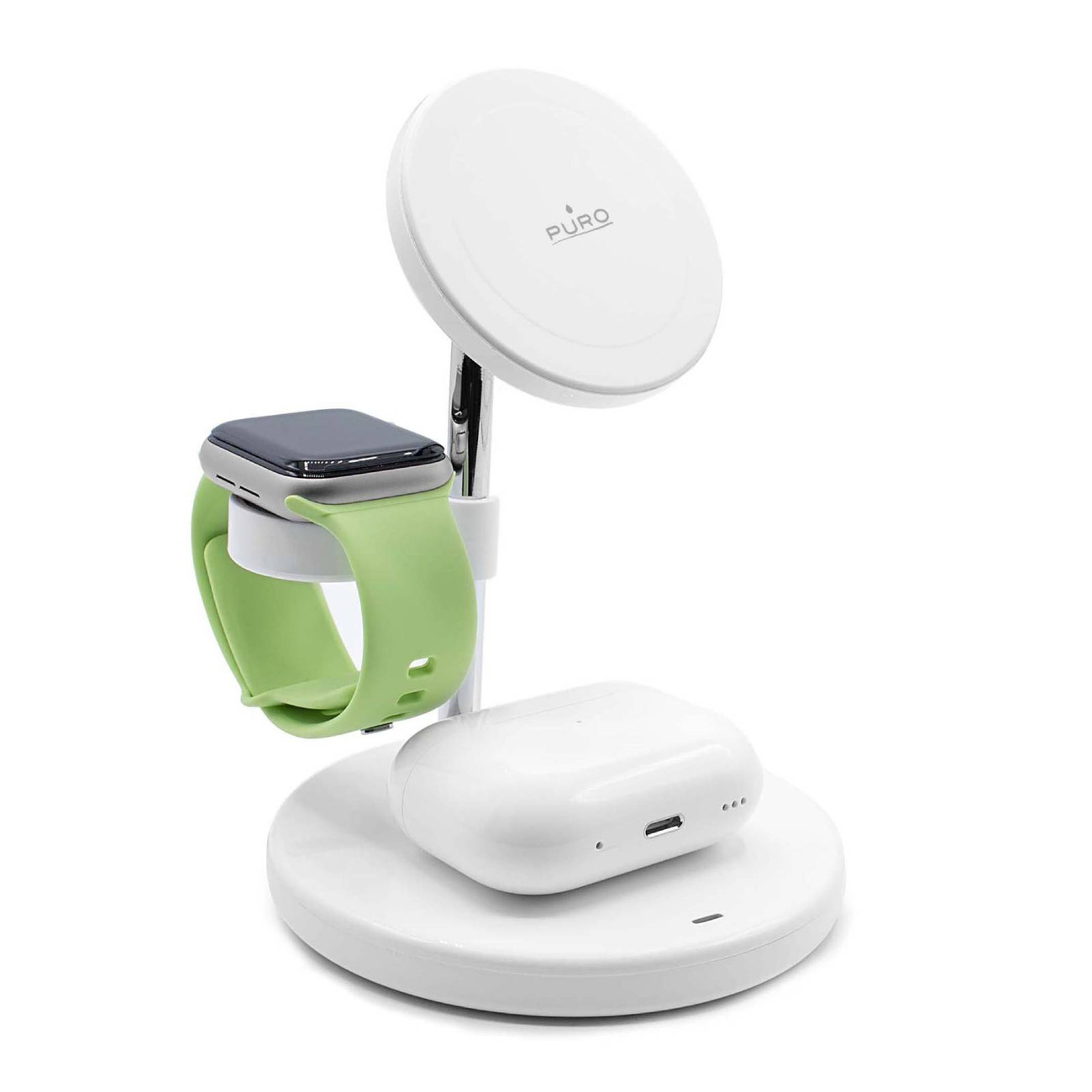 Indukcinis įkroviklis "3-in-1" Su Stovu "iphone Airpods Usb-a" - Baltas