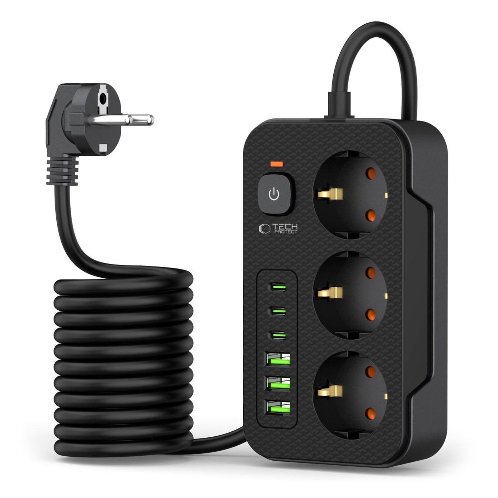 Maitinimo Juostos 3 Lizdų Ilgintuvas 240v Usb-a Usb-c 2 M - Juodas