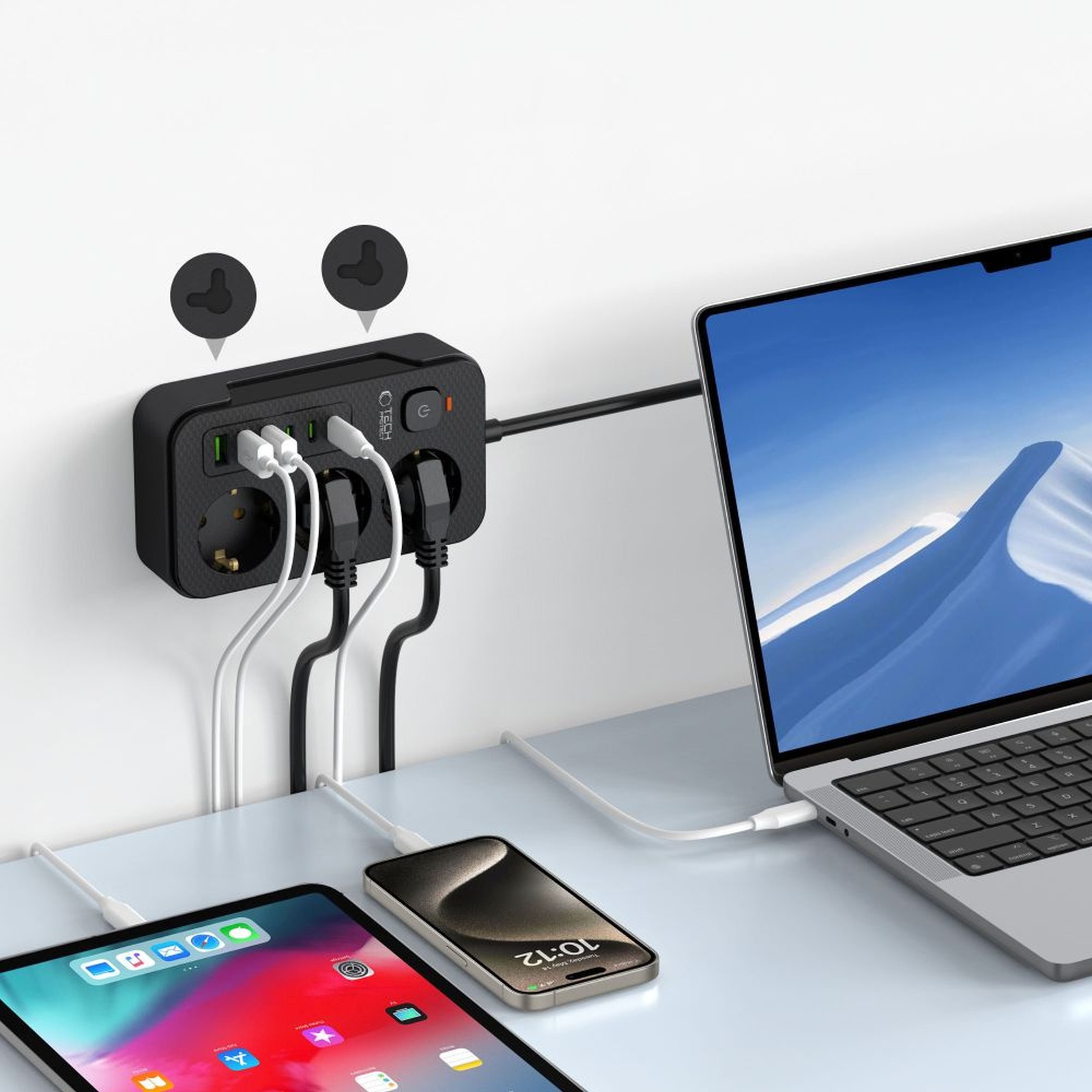Maitinimo Juostos 3 Lizdų Ilgintuvas 240v Usb-a Usb-c 2 M - Juodas