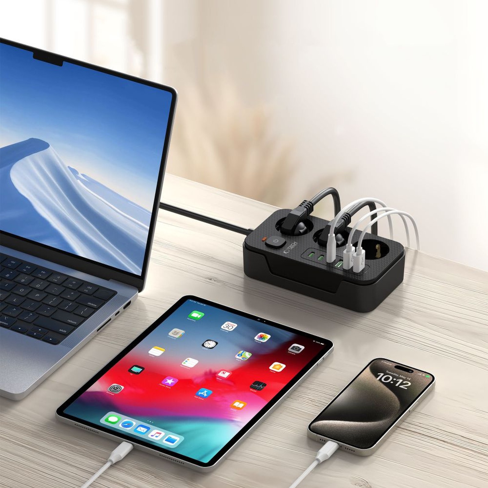 Maitinimo Juostos 3 Lizdų Ilgintuvas 240v Usb-a Usb-c 2 M - Juodas