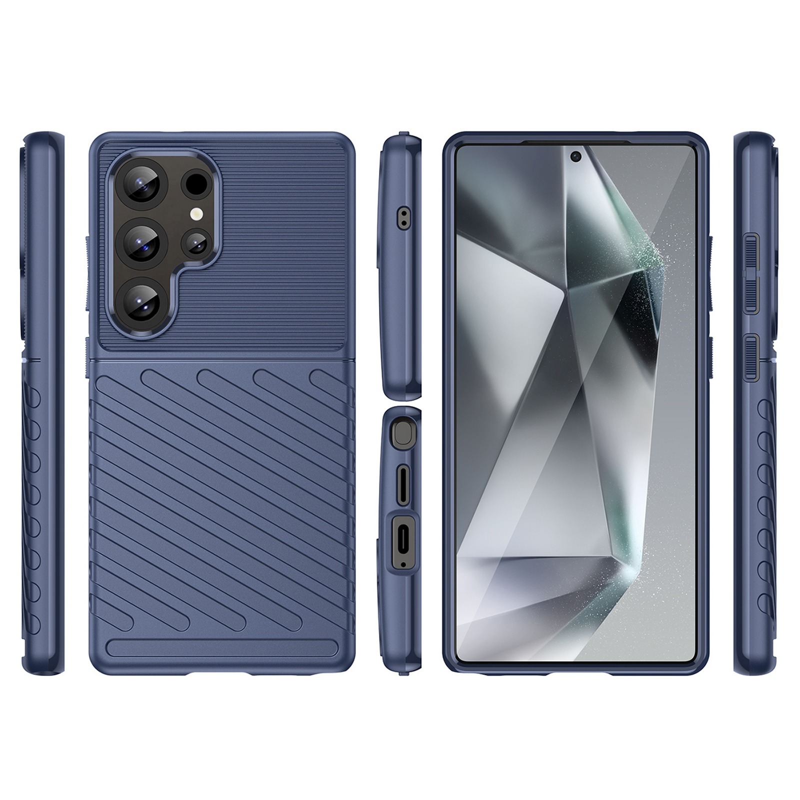 Silikoninis šarvuotas Dėklas "samsung Galaxy S25 Ultra Thunder Case" - Mėlynas