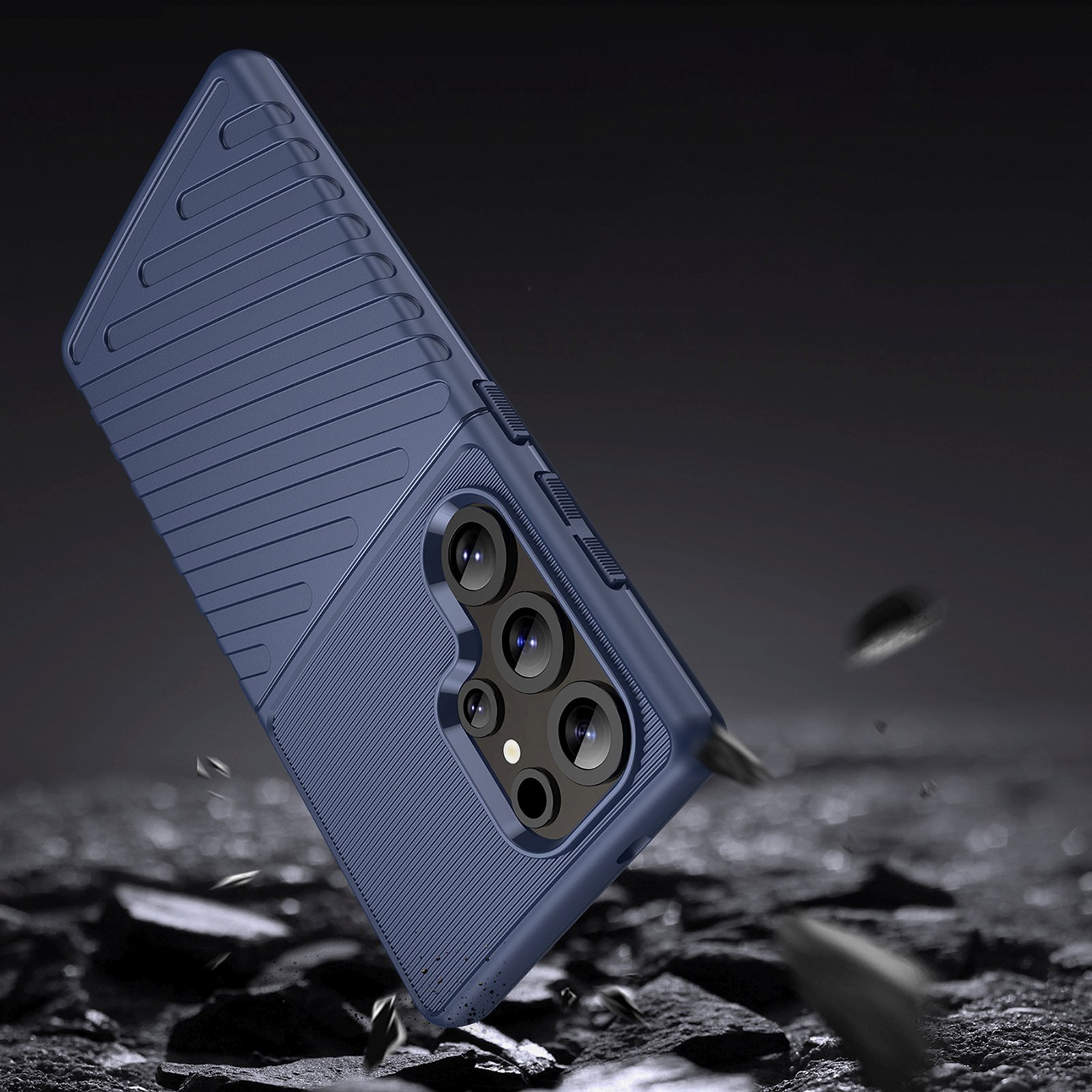 Silikoninis šarvuotas Dėklas "samsung Galaxy S25 Ultra Thunder Case" - Mėlynas