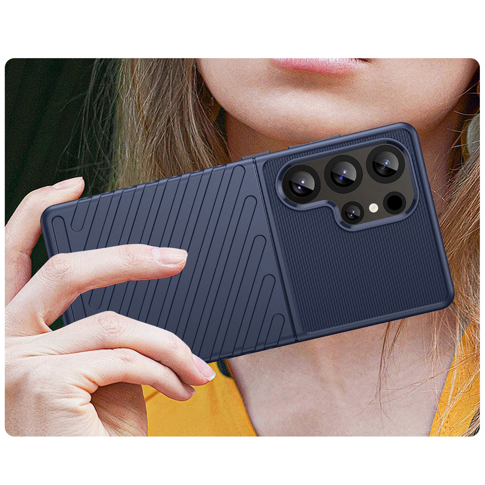 Silikoninis šarvuotas Dėklas "samsung Galaxy S25 Ultra Thunder Case" - Mėlynas