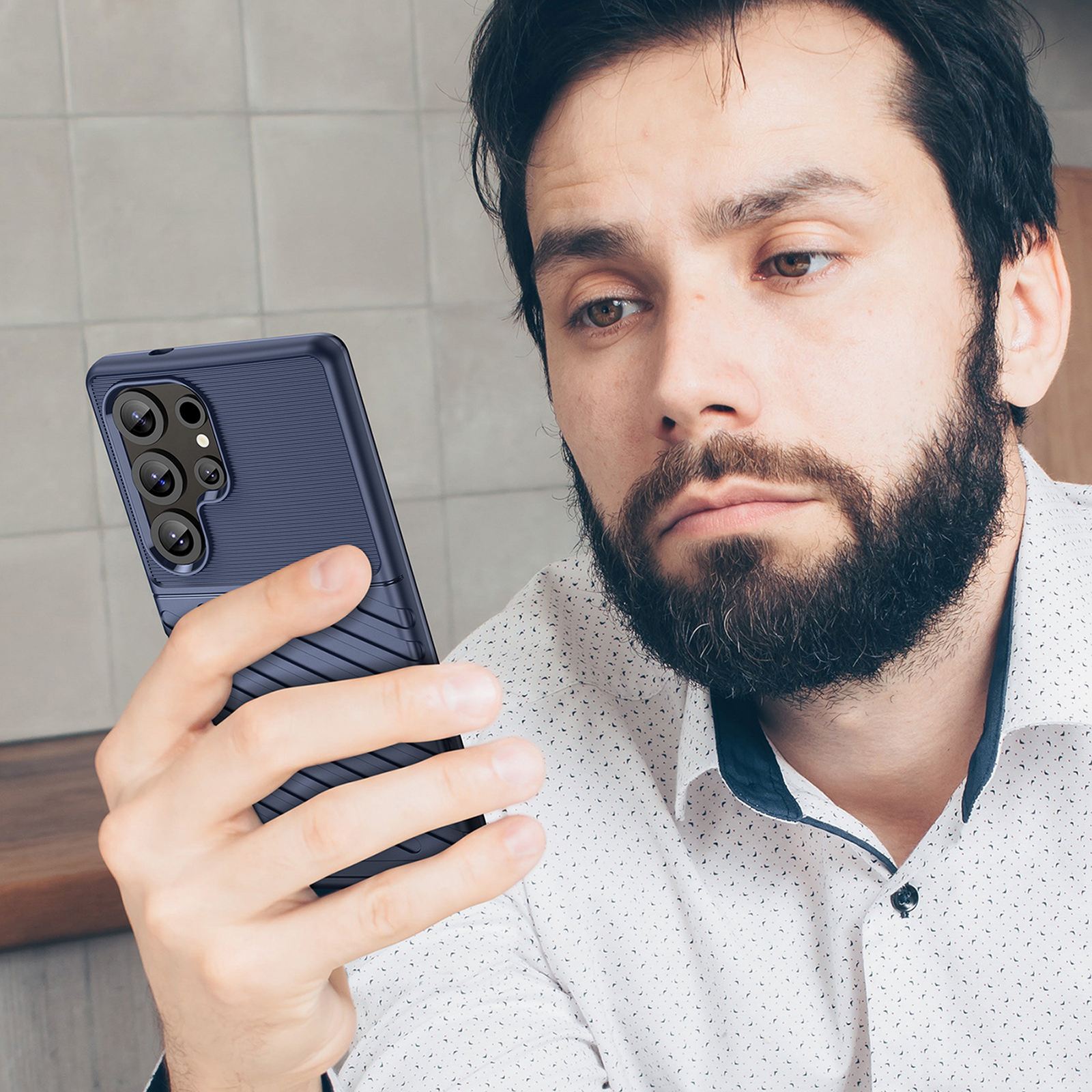 Silikoninis šarvuotas Dėklas "samsung Galaxy S25 Ultra Thunder Case" - Mėlynas